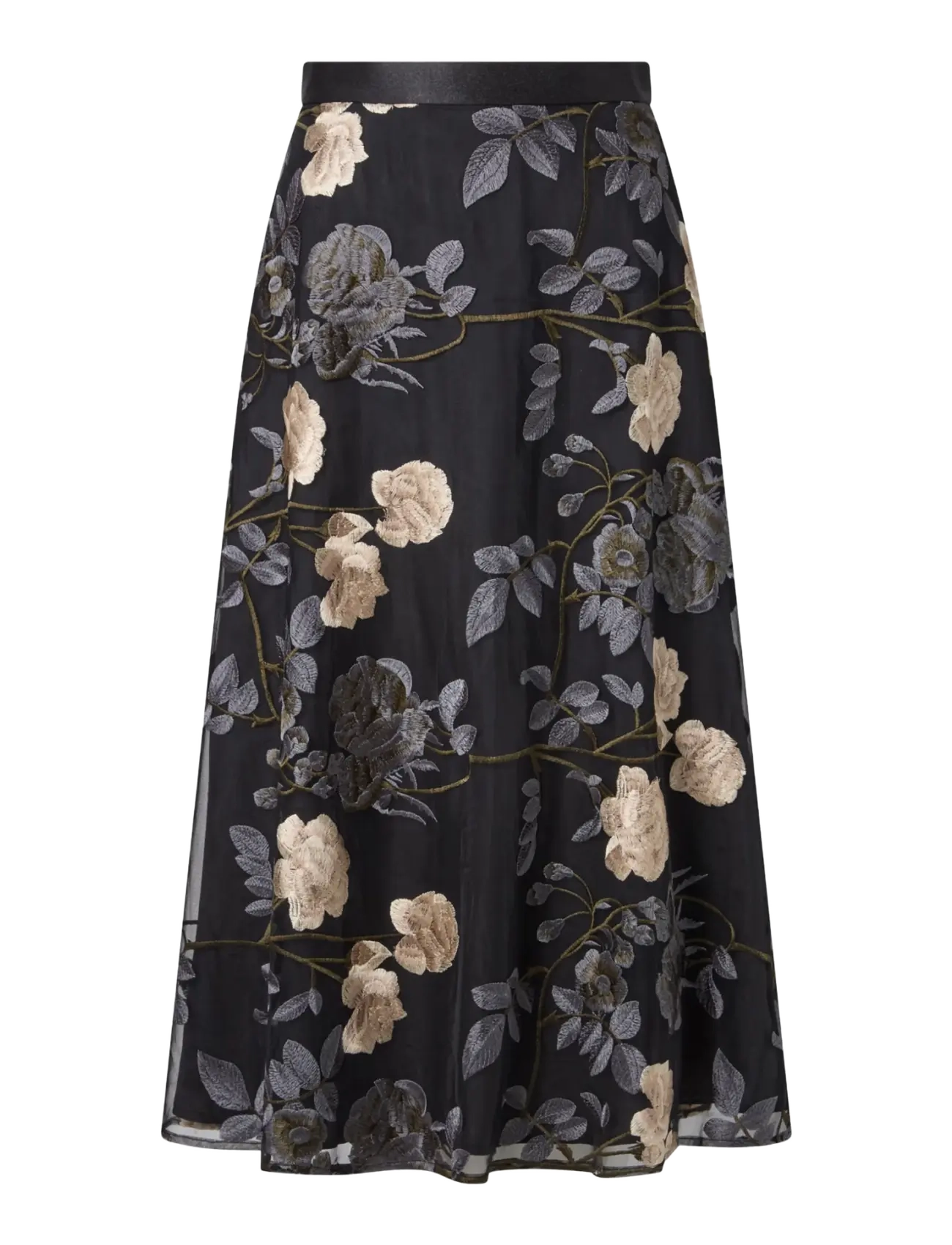 Ida Sjöstedt RAVEN SKIRT - Tøj - GREY FLORAL / black