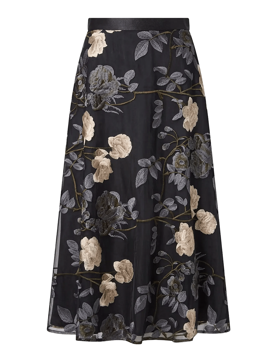 Ida Sjöstedt - RAVEN SKIRT - midi nederdele - grey floral - 1