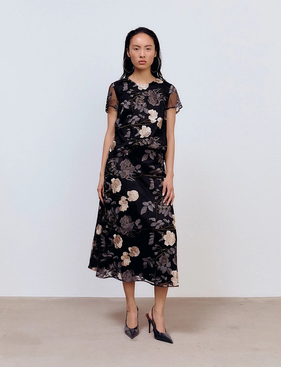 Ida Sjöstedt - RAVEN SKIRT - midi nederdele - grey floral - 0