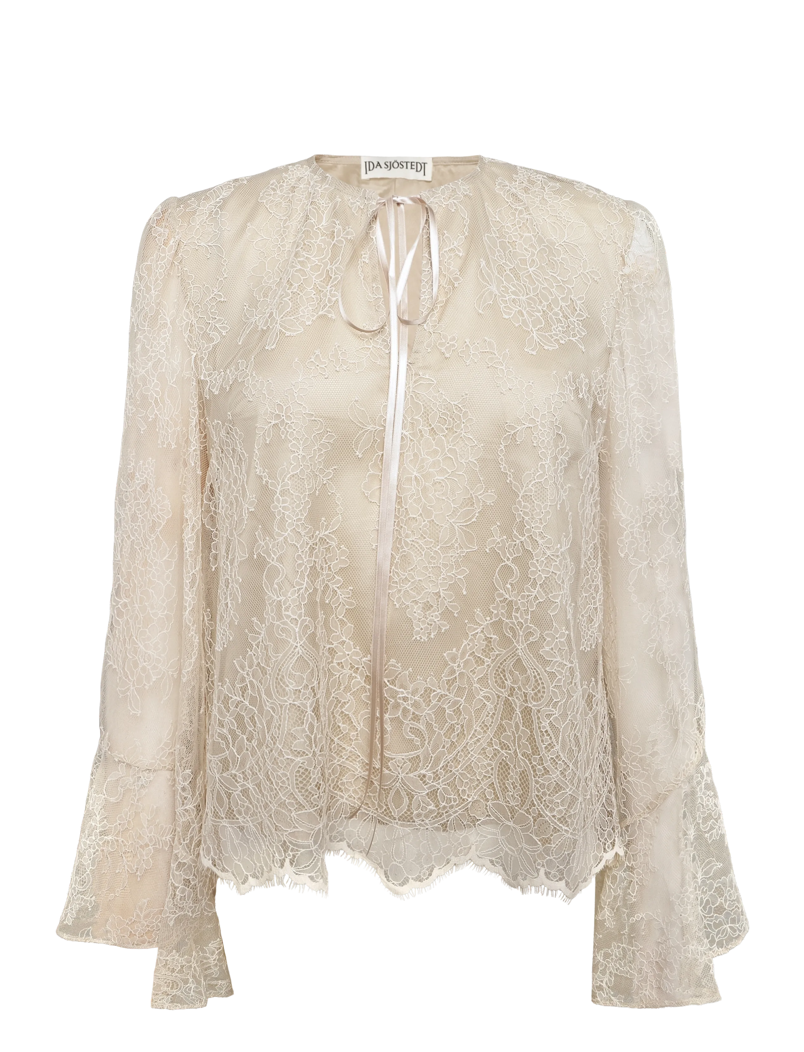 Ida Sjöstedt - L JENNIFER BLOUSE - långärmade blusar - light beige (lined) - 1