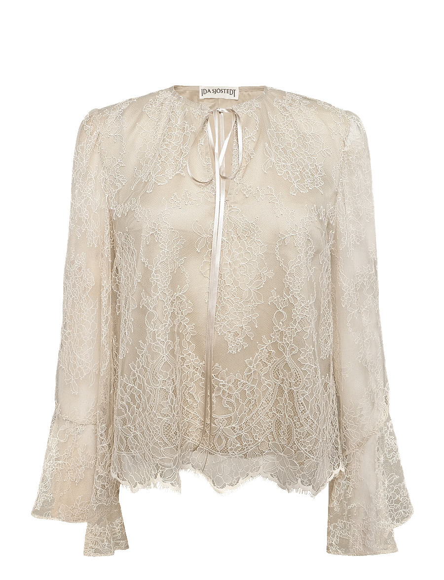 Ida Sjöstedt - L JENNIFER BLOUSE - långärmade blusar - light beige (lined) - 1