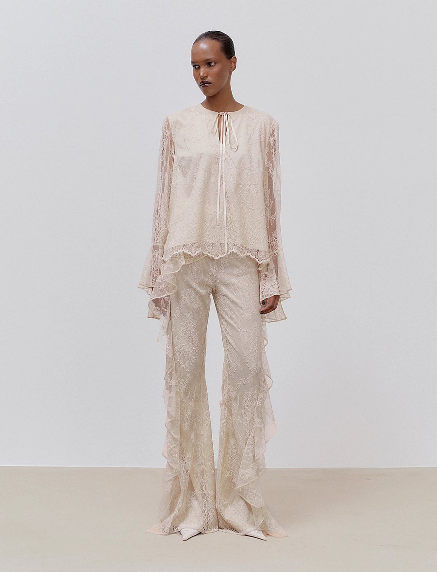 Ida Sjöstedt - L JENNIFER BLOUSE - långärmade blusar - light beige (lined) - 0