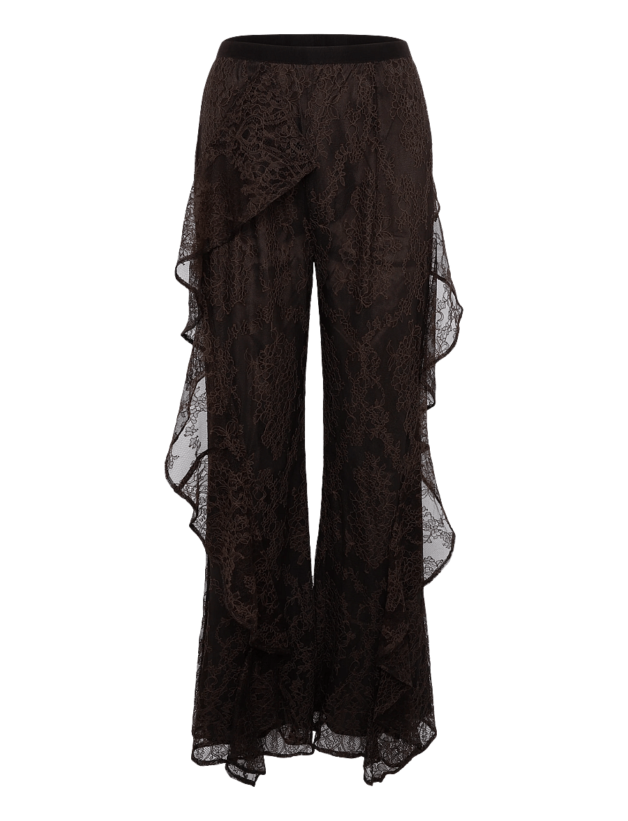 Ida Sjöstedt - ELIANA TROUSERS - hosen mit weitem bein - dark brown - 1