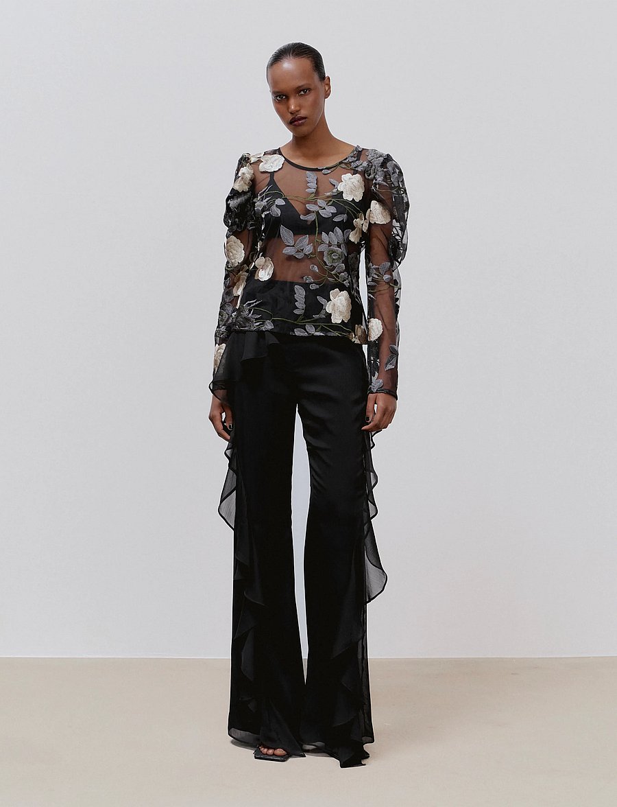Ida Sjöstedt - ELIANA TROUSERS - schlaghosen - black - 0