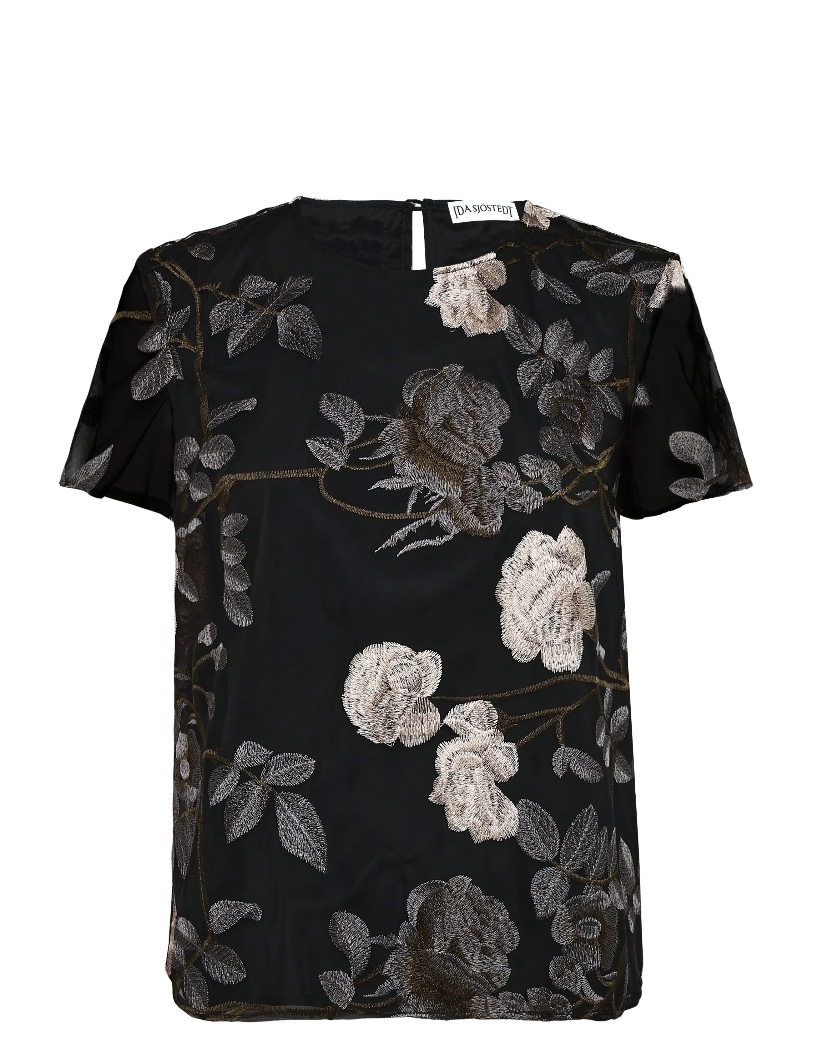 Ida Sjöstedt L LUCY TOP - T-särgid ja topid - GREY FLORAL (LINED) / black