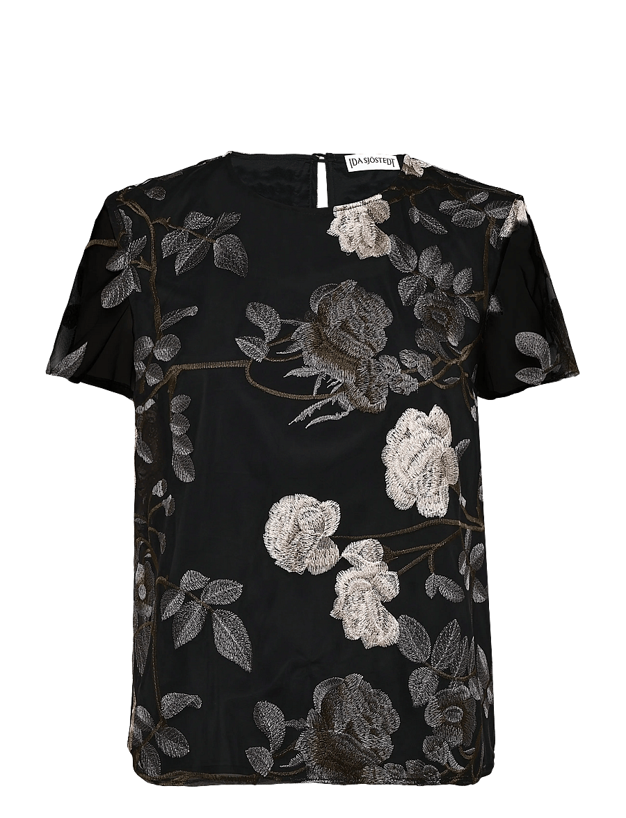Ida Sjöstedt - L LUCY TOP - t-särgid - grey floral (lined) - 1