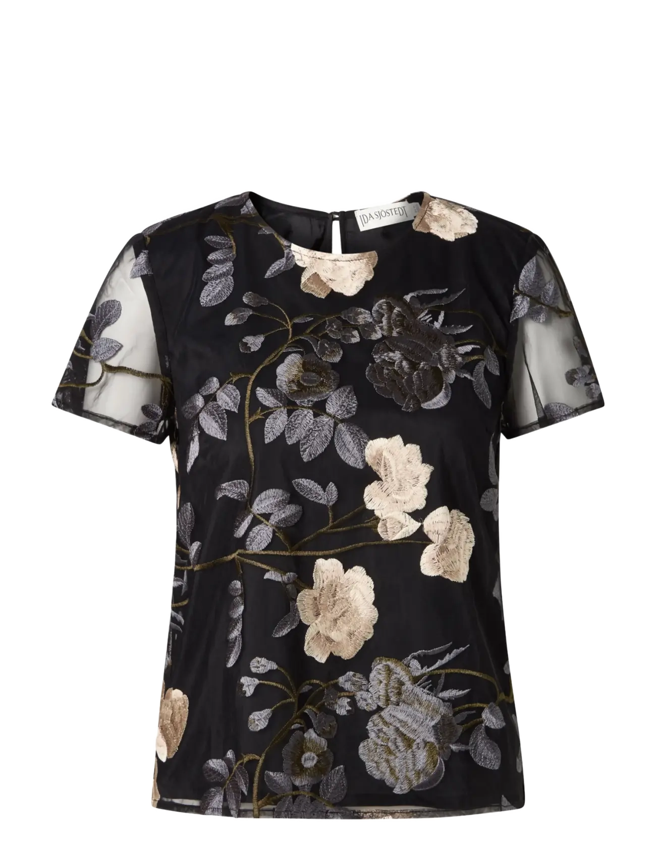 Ida Sjöstedt L LUCY TOP - Tøj - GREY FLORAL (LINED) / black