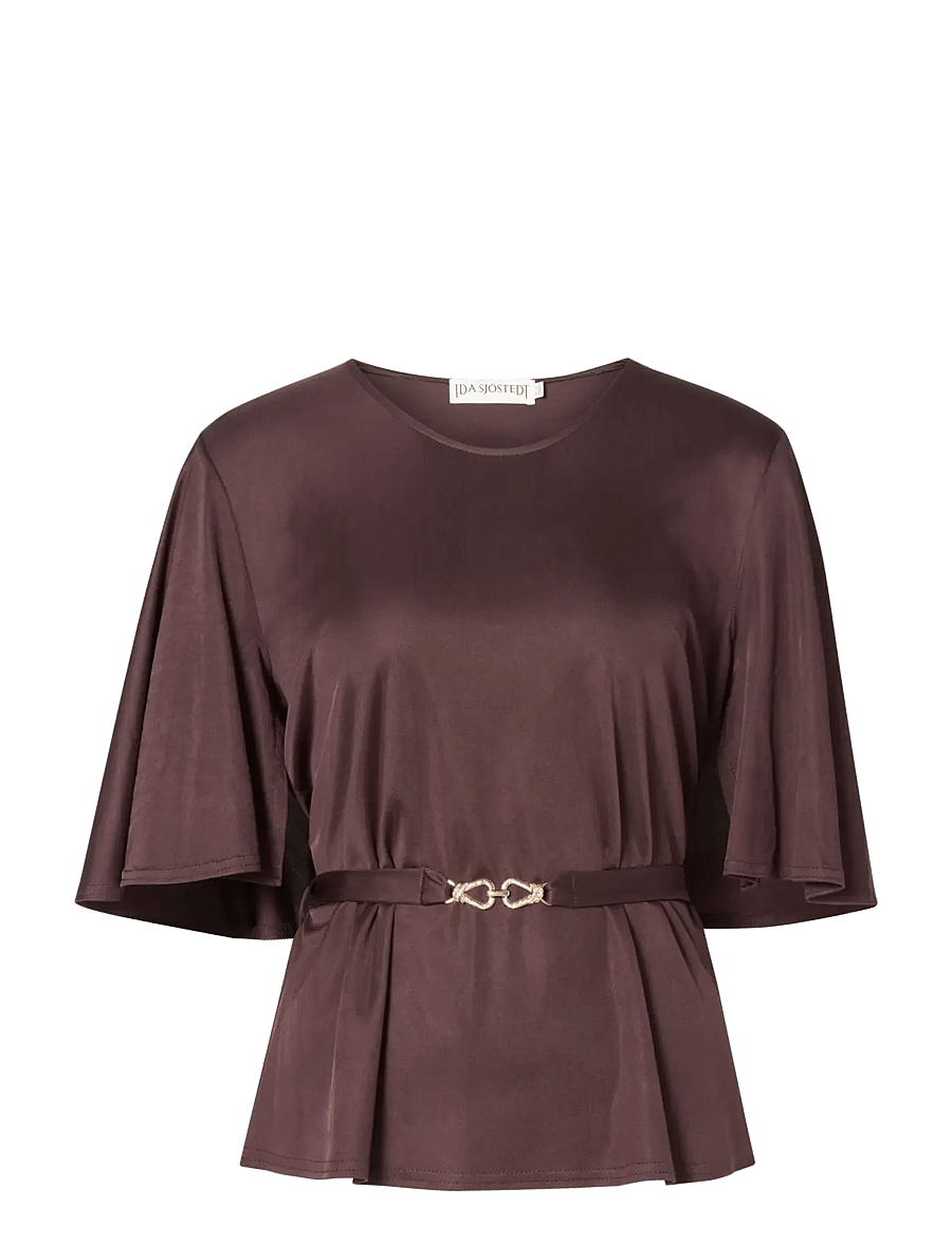 Ida Sjöstedt - GAIA TOP - kurzärmelige blusen - dark brown - 1