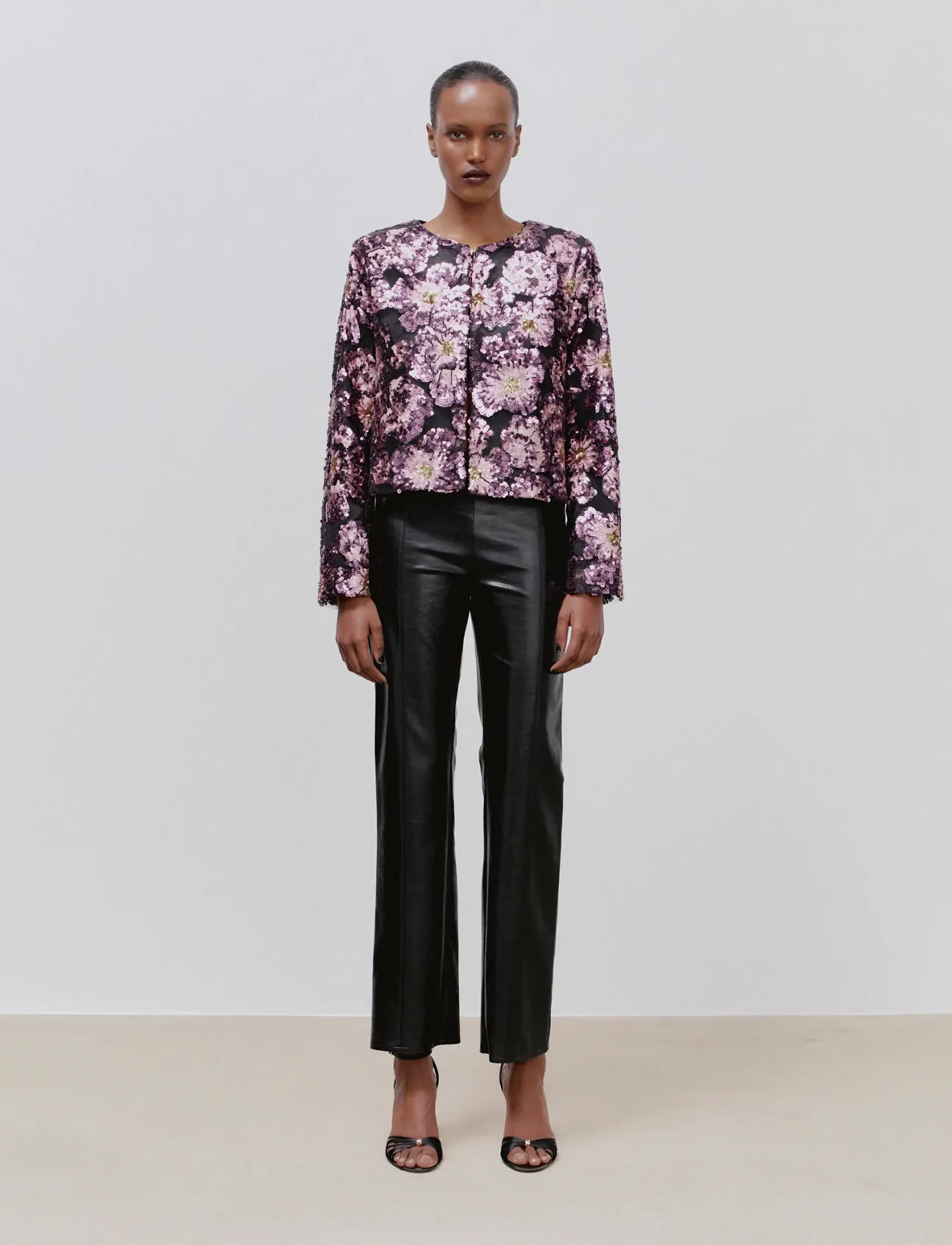 Ida Sjöstedt Tabitha Jacket, Blomstret Paillet Jakke, Lila, Str: 44