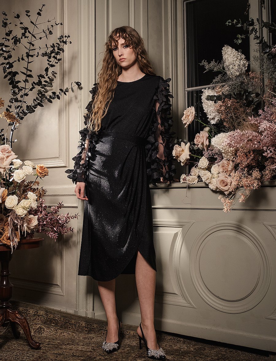 Ida Sjöstedt - CHELSIE KNIT SKIRT - wickelröcke - black shimmer - 0