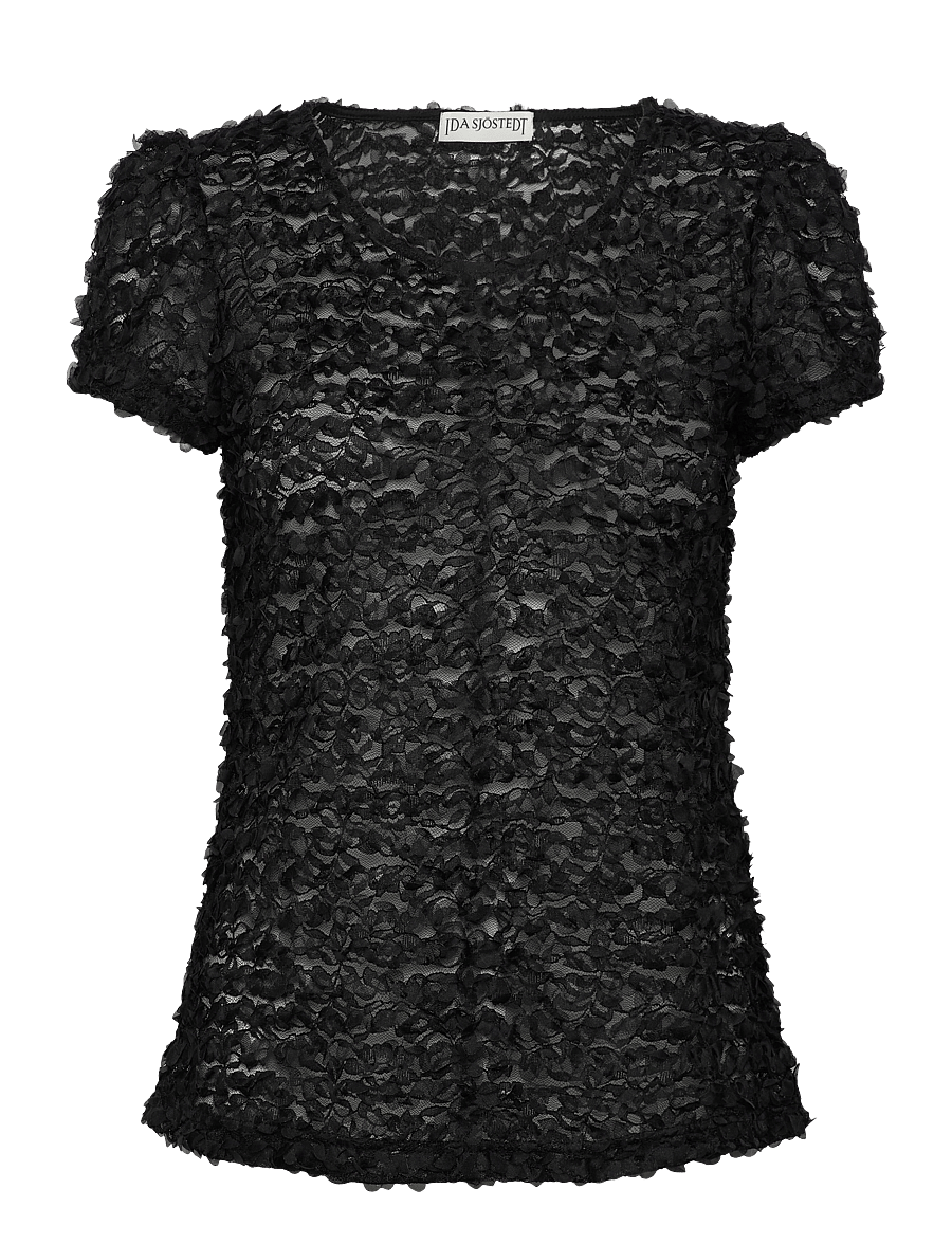 Ida Sjöstedt - 242 04 EMILE TOP - short-sleeved blouses - black 3d - 1