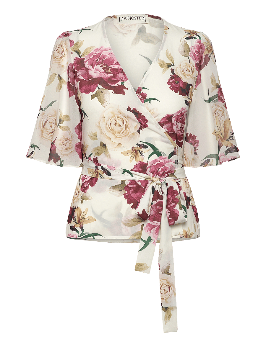 Ida Sjöstedt - 358 HARPER BLOUSE - blouses à manches courtes - creme red floral - 1