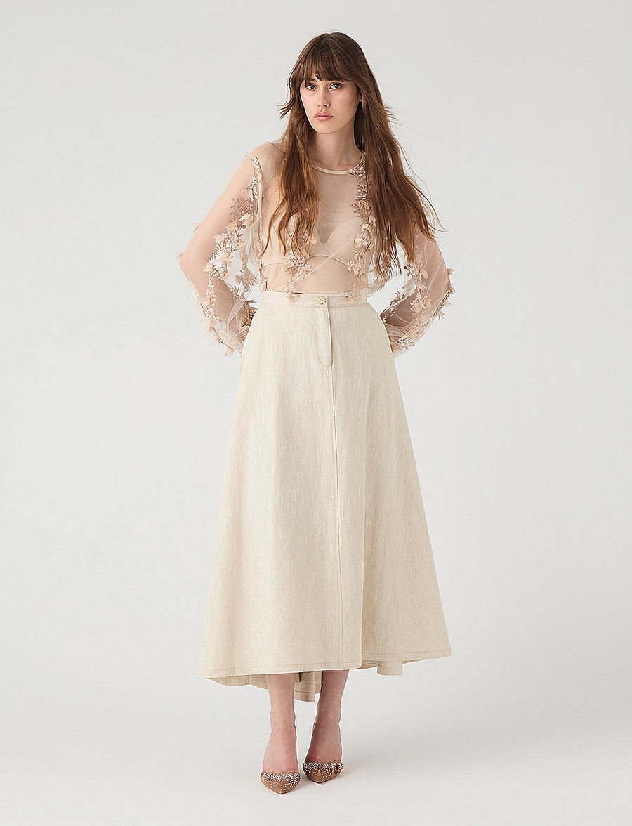 Ida Sjöstedt - 362 01 HAVEN SKIRT - natural linen - 0