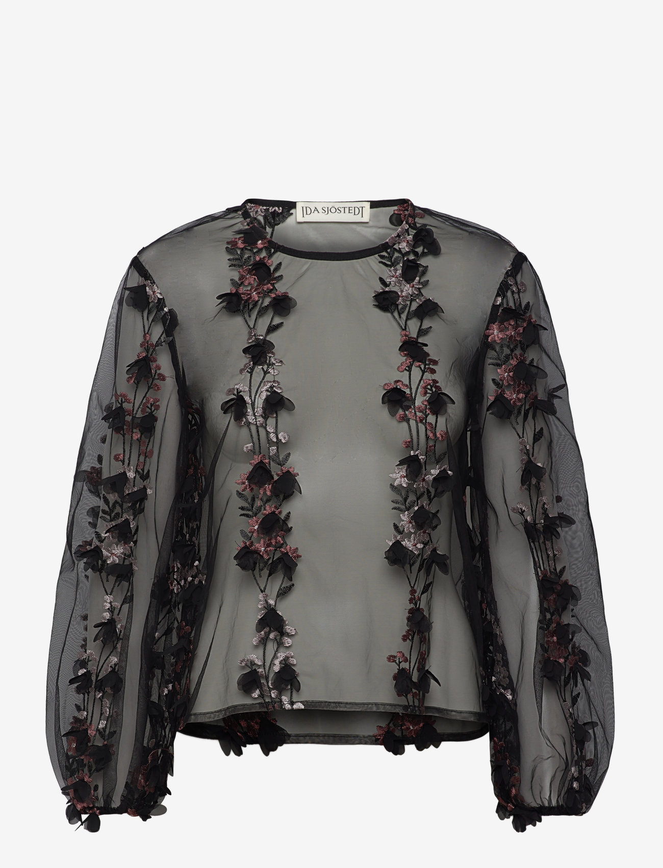 Ida Sjöstedt - 347 02 JENNY EMBROIDERY TOP - langærmede toppe - black embroidery - 1