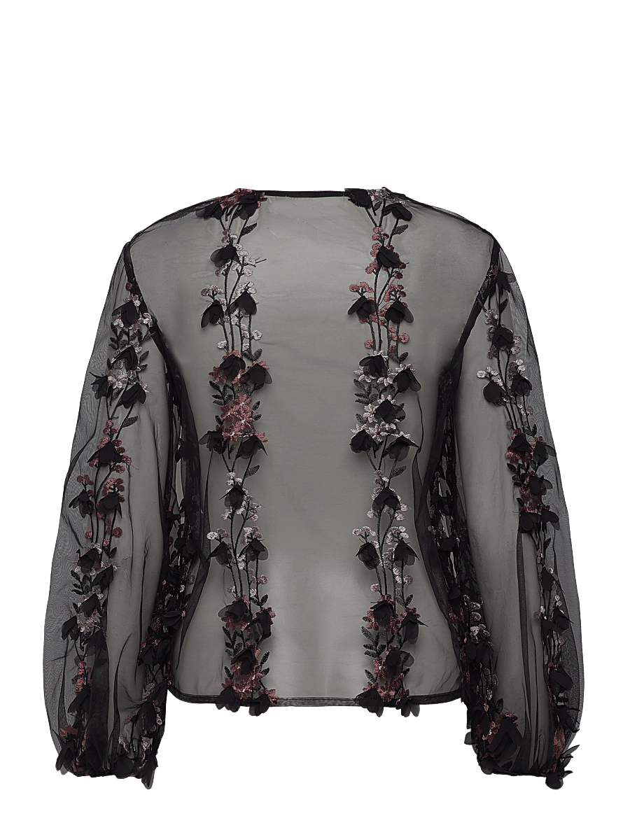 Ida Sjöstedt - 347 02 JENNY EMBROIDERY TOP - pitkähihaiset paidat - black embroidery - 2