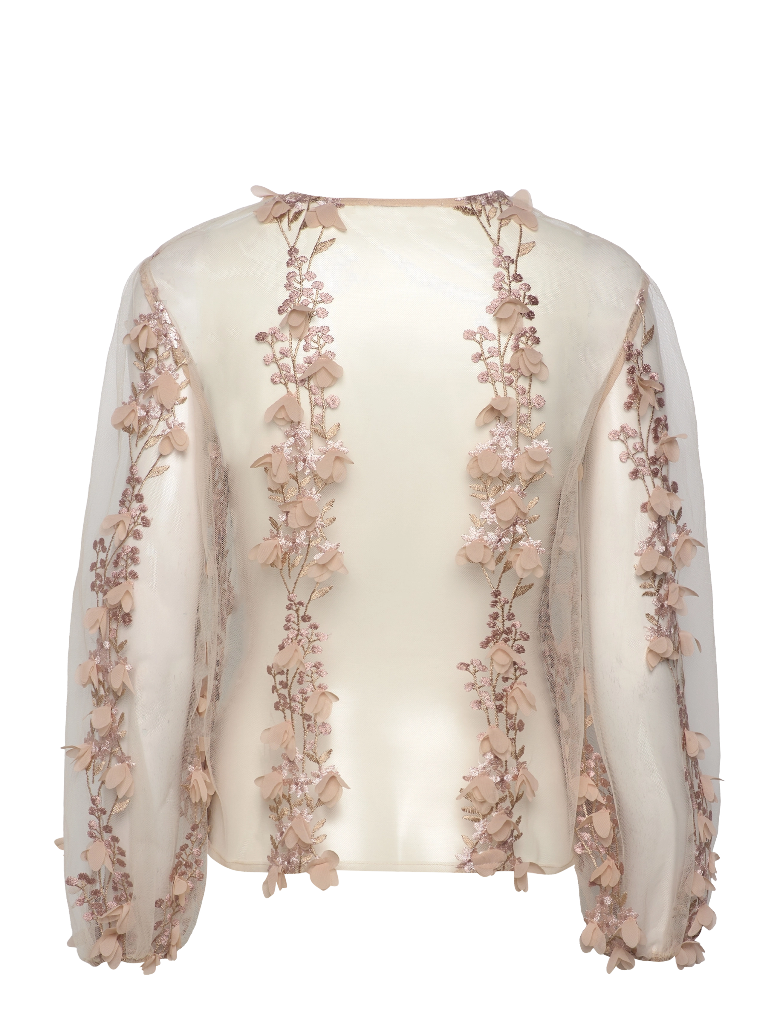 Ida Sjöstedt - 347 02 JENNY EMBROIDERY TOP - långärmade toppar - light beige embroidery - 2