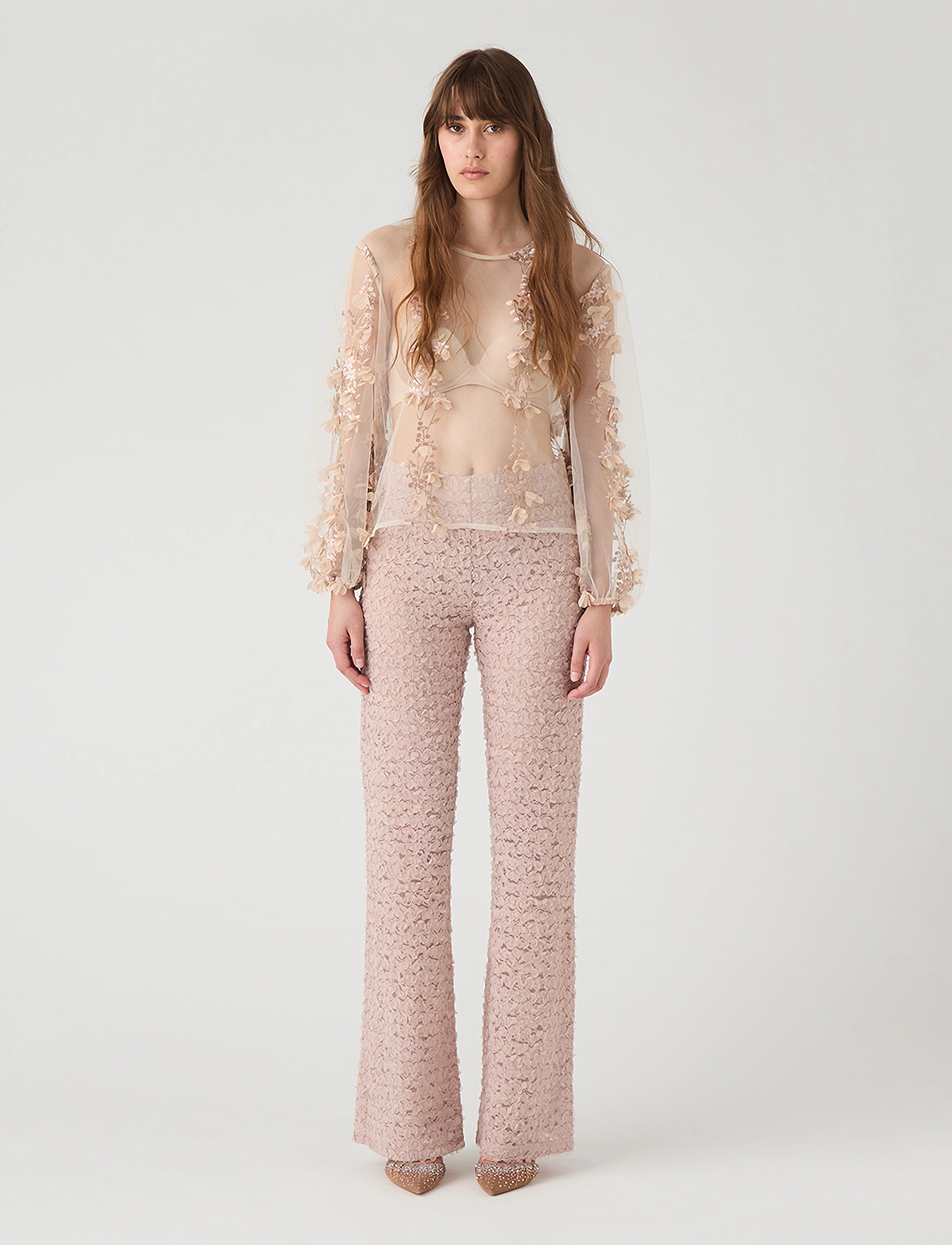 Ida Sjöstedt - 347 02 JENNY EMBROIDERY TOP - långärmade toppar - light beige embroidery - 0