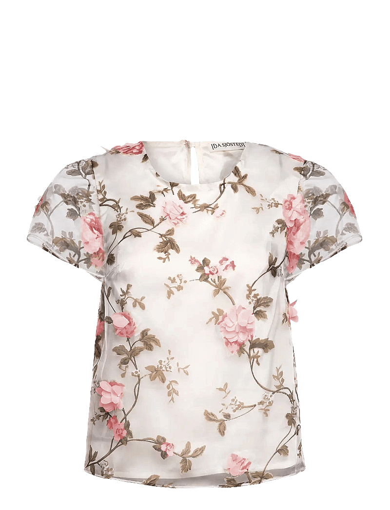 Ida Sjöstedt - 237 KATRINA TOP - short-sleeved blouses - dusky pink floral - 0