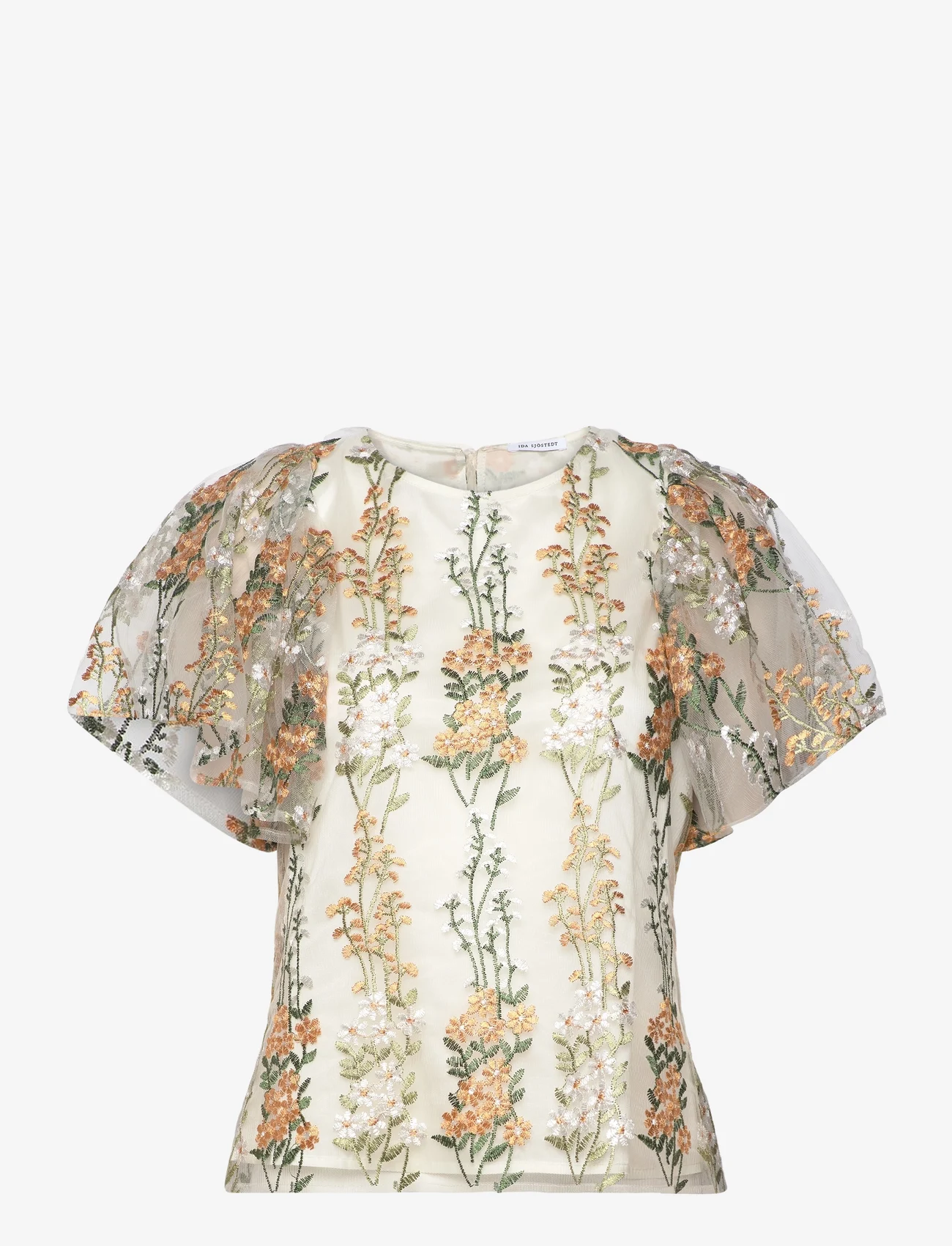 Ida Sjöstedt - 286 MAGDA EMBROIDERY TOP - short-sleeved blouses - floral embroidery - 0
