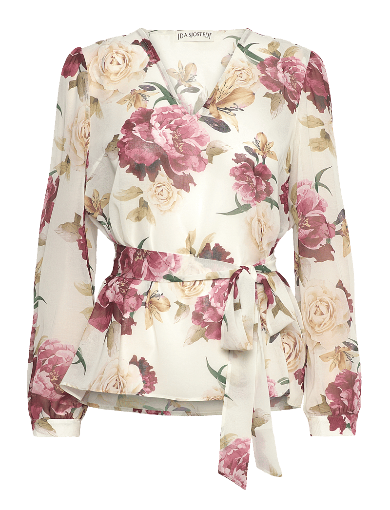 Ida Sjöstedt - 359 MEGHAN BLOUSE - langärmlige blusen - creme red floral - 0