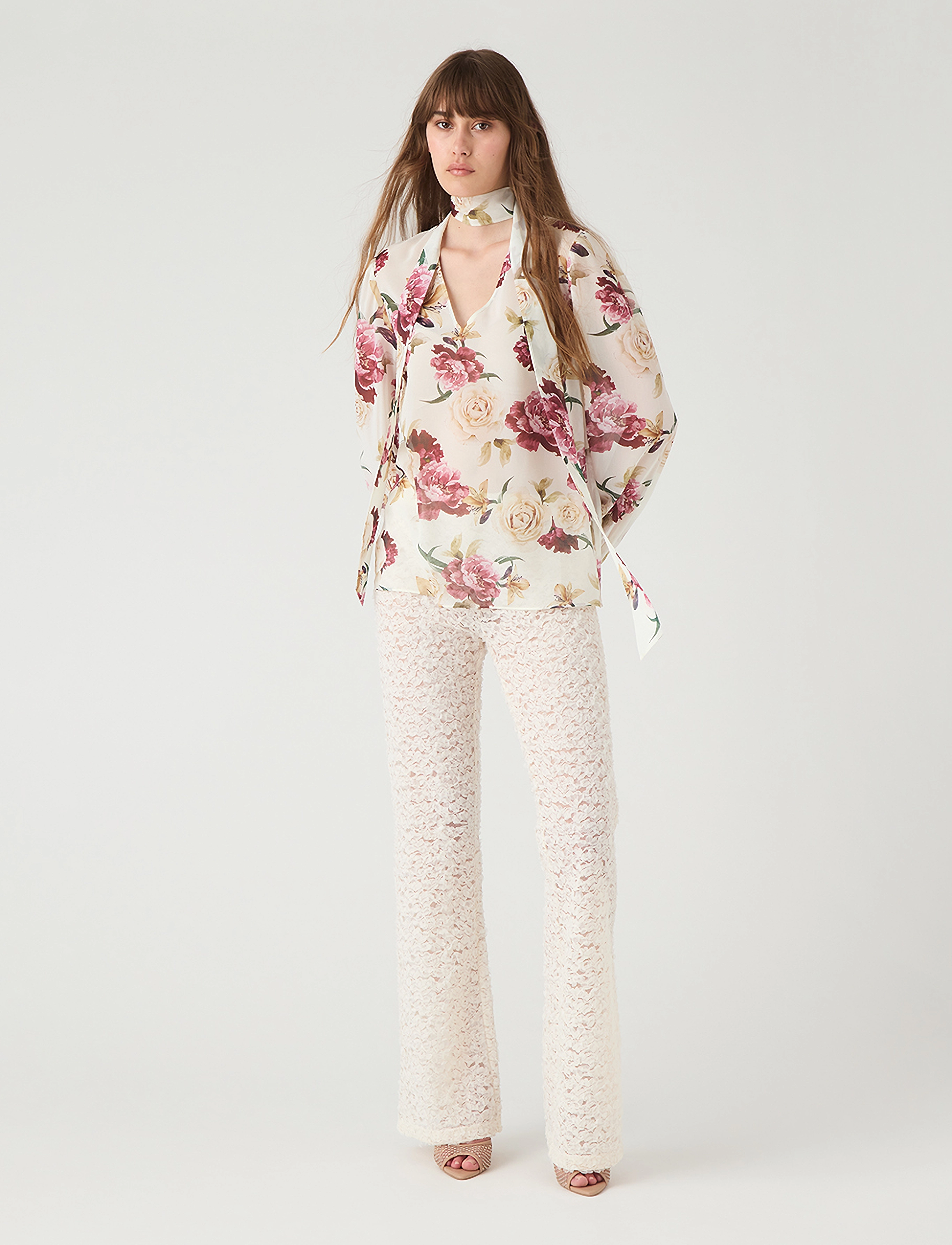 Ida Sjöstedt 359 MEGHAN BLOUSE - Blusen - CREME RED FLORAL / pink/rose