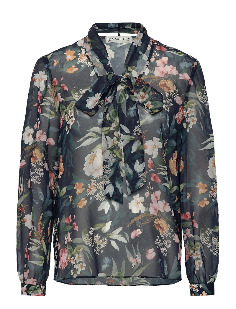 Ida Sjöstedt - 359 MEGHAN BLOUSE - långärmade blusar - dark flowers - 1