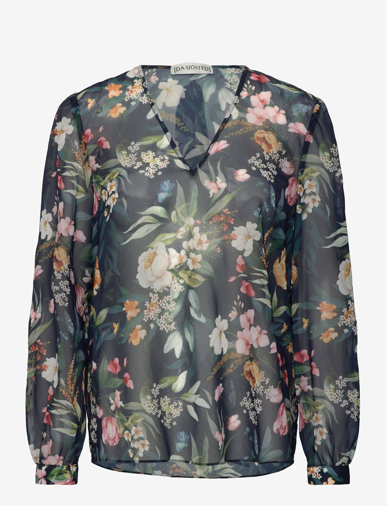 Ida Sjöstedt - 359 MEGHAN BLOUSE - långärmade blusar - dark flowers - 3