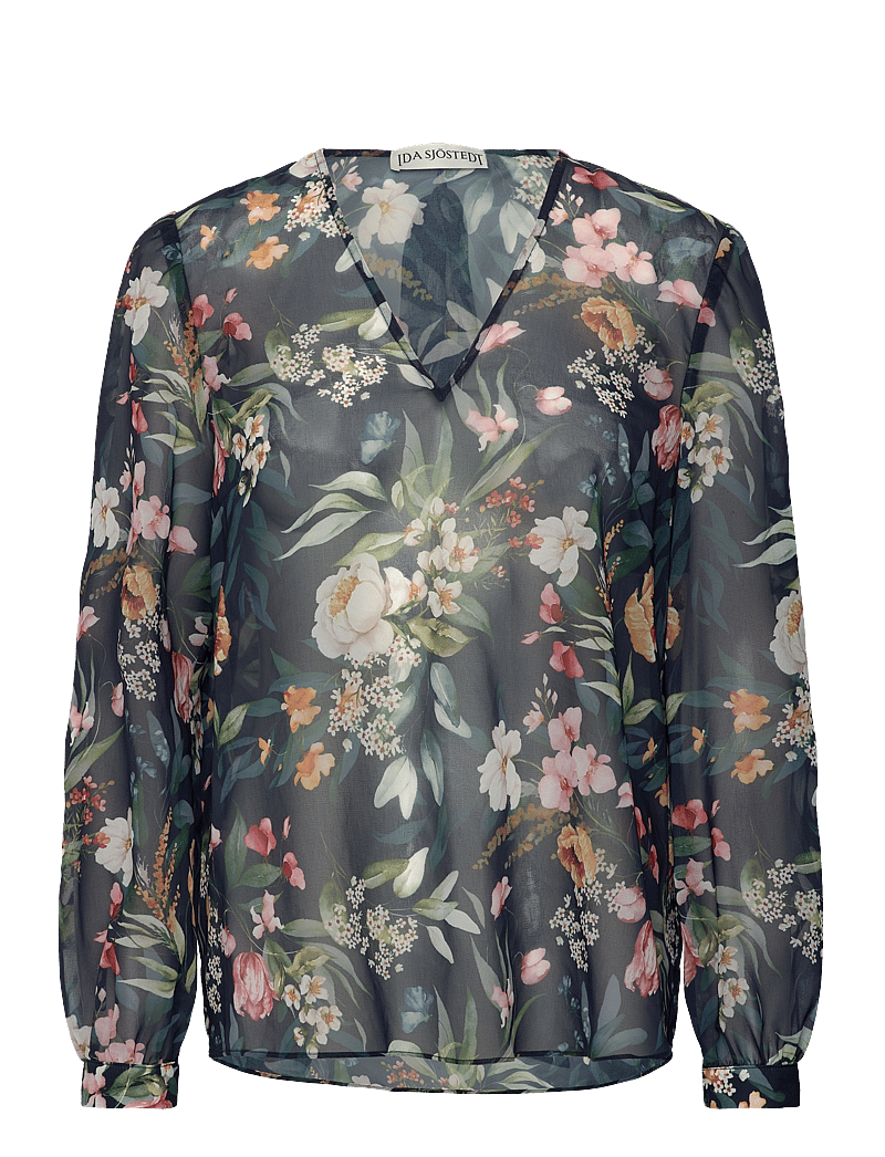 Ida Sjöstedt - 359 MEGHAN BLOUSE - långärmade blusar - dark flowers - 3