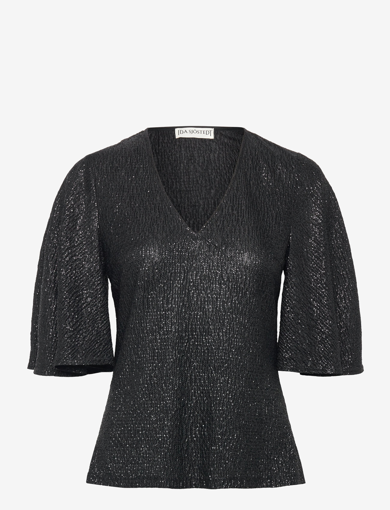 Ida Sjöstedt - 305 MYRA TOP - short-sleeved blouses - black shimmer - 1