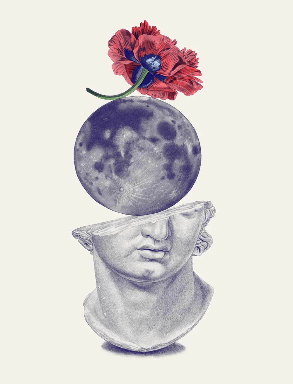 If Walls Could Talk - Red Poppy, Moon and Plaster - illustrationen - multi-colored - 0