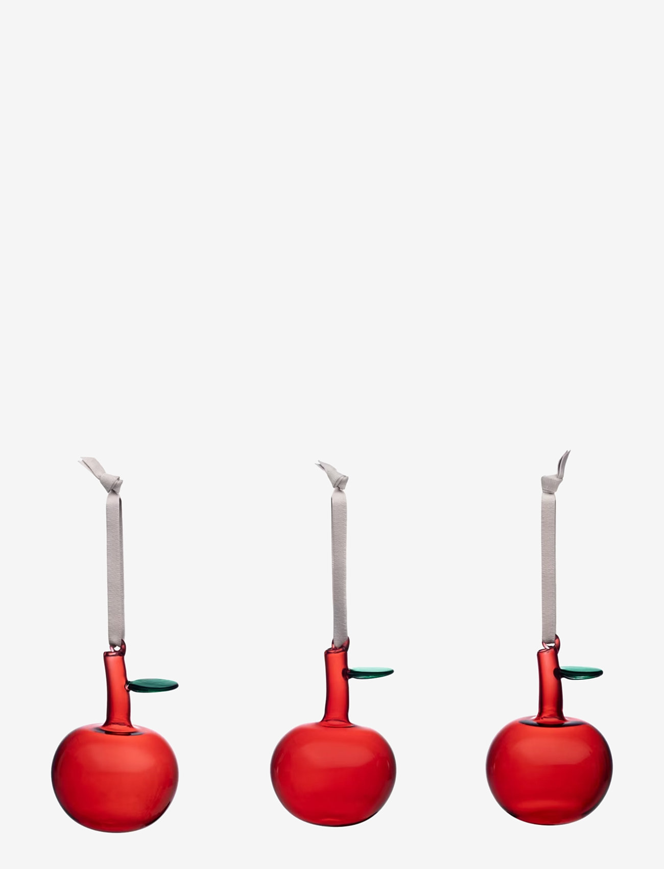 Iittala - Glass apple red 3st - kalėdiniai žaisliukai - red - 0