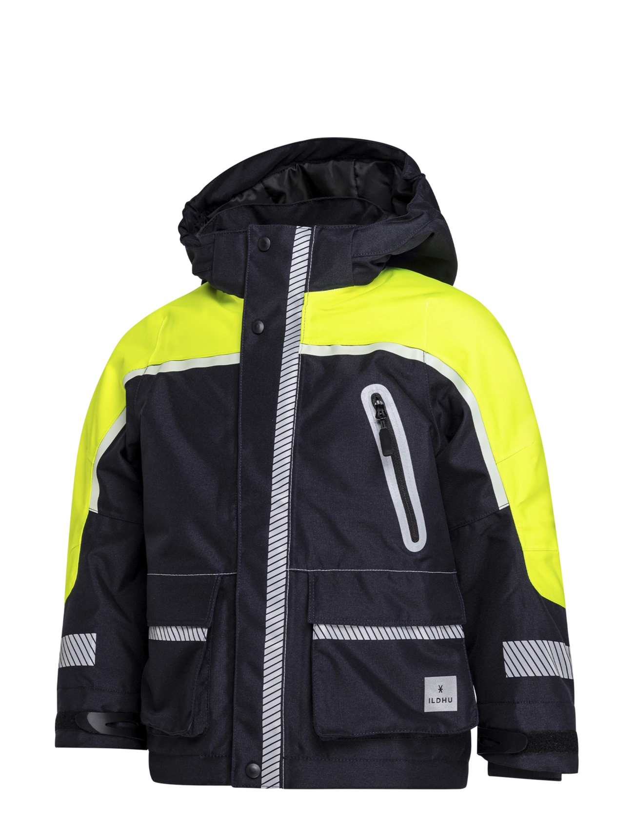 Ildhu Norly padded winter jacket with reflective details - Ildhu - NAVY/YELLOW / navy