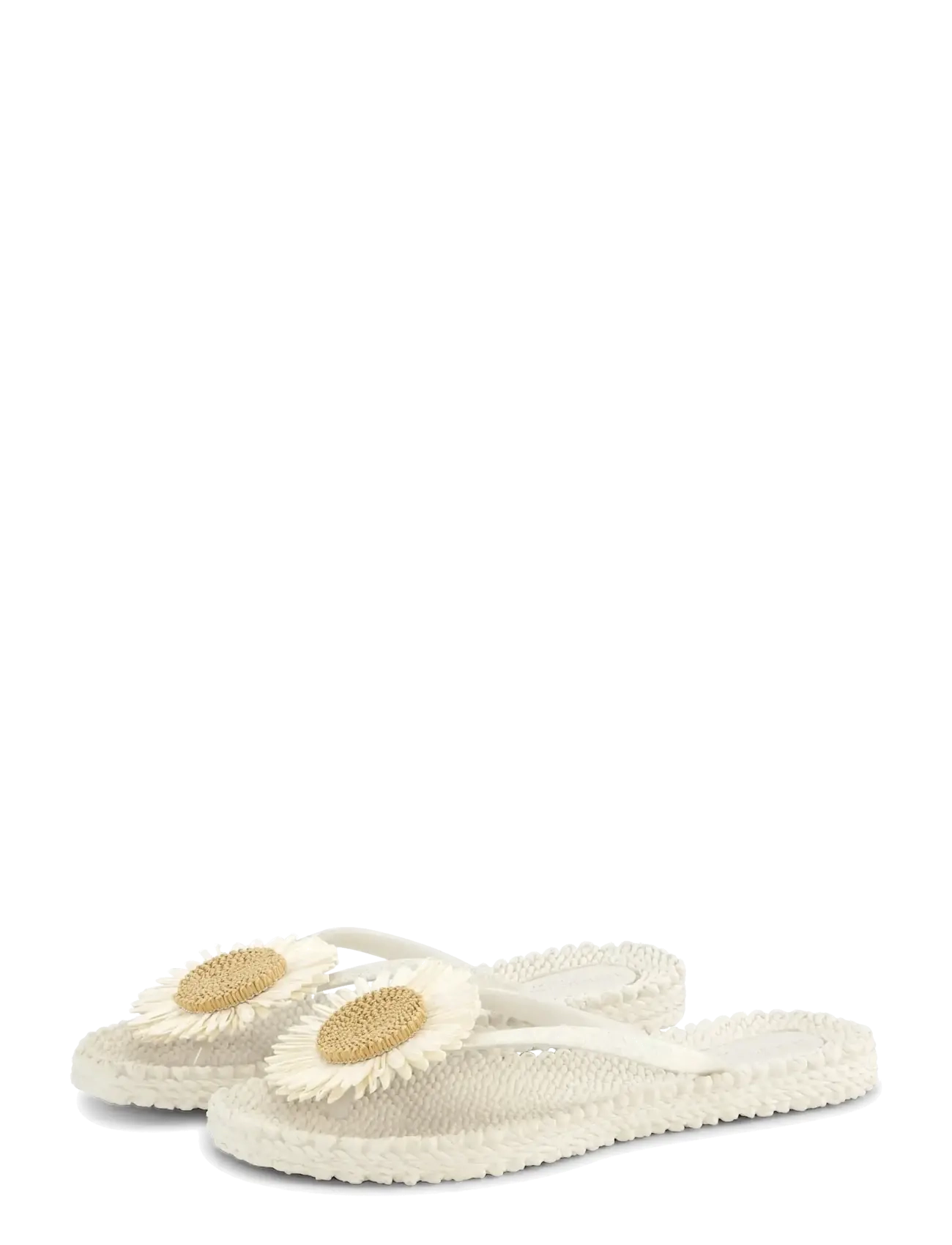 Ilse Jacobsen Flip Flops with Flower - Plätud - CREME / white