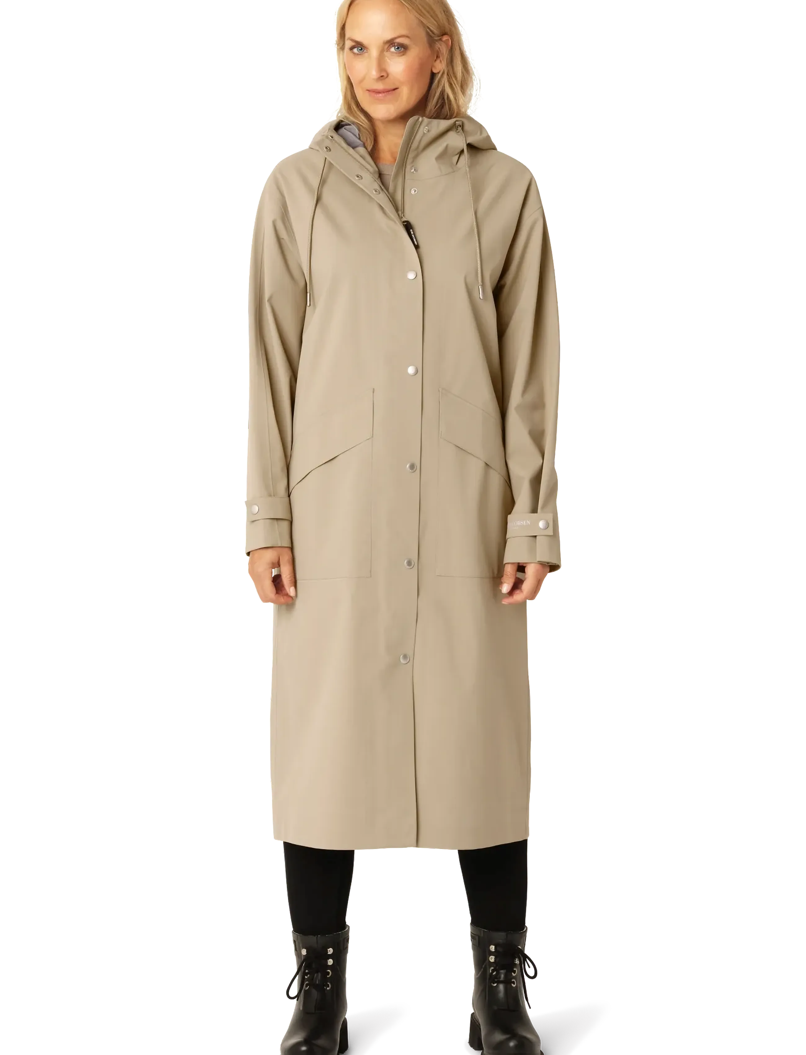 Ilse Jacobsen Gentlerain01, Kvinder, Lang Hætte Regnfrakke, Beige, Str: 44