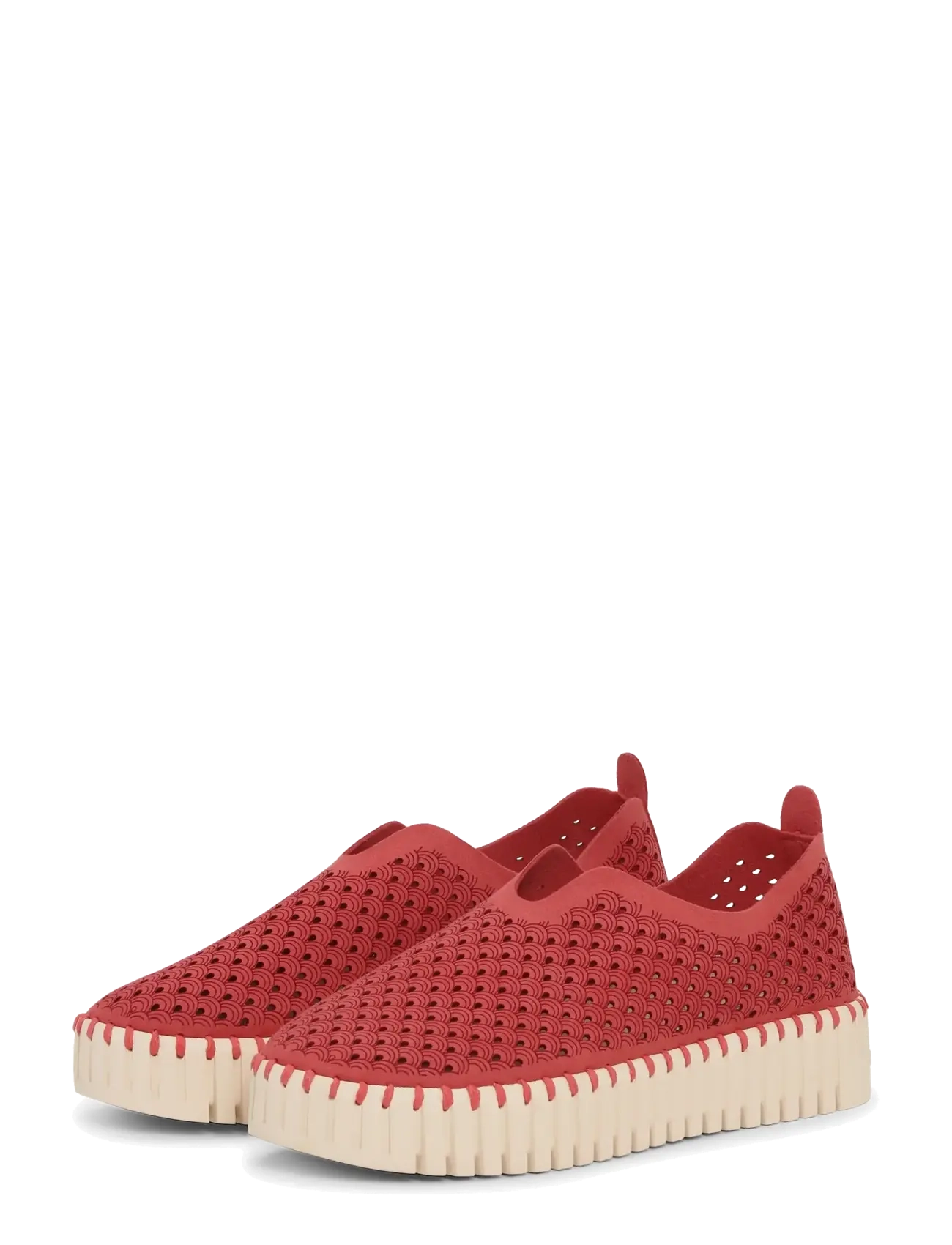 Ilse Jacobsen Tulip Slip-In on Plateau Sole - Sneakers - BAKED APPLE PEARLED IVORY / coral