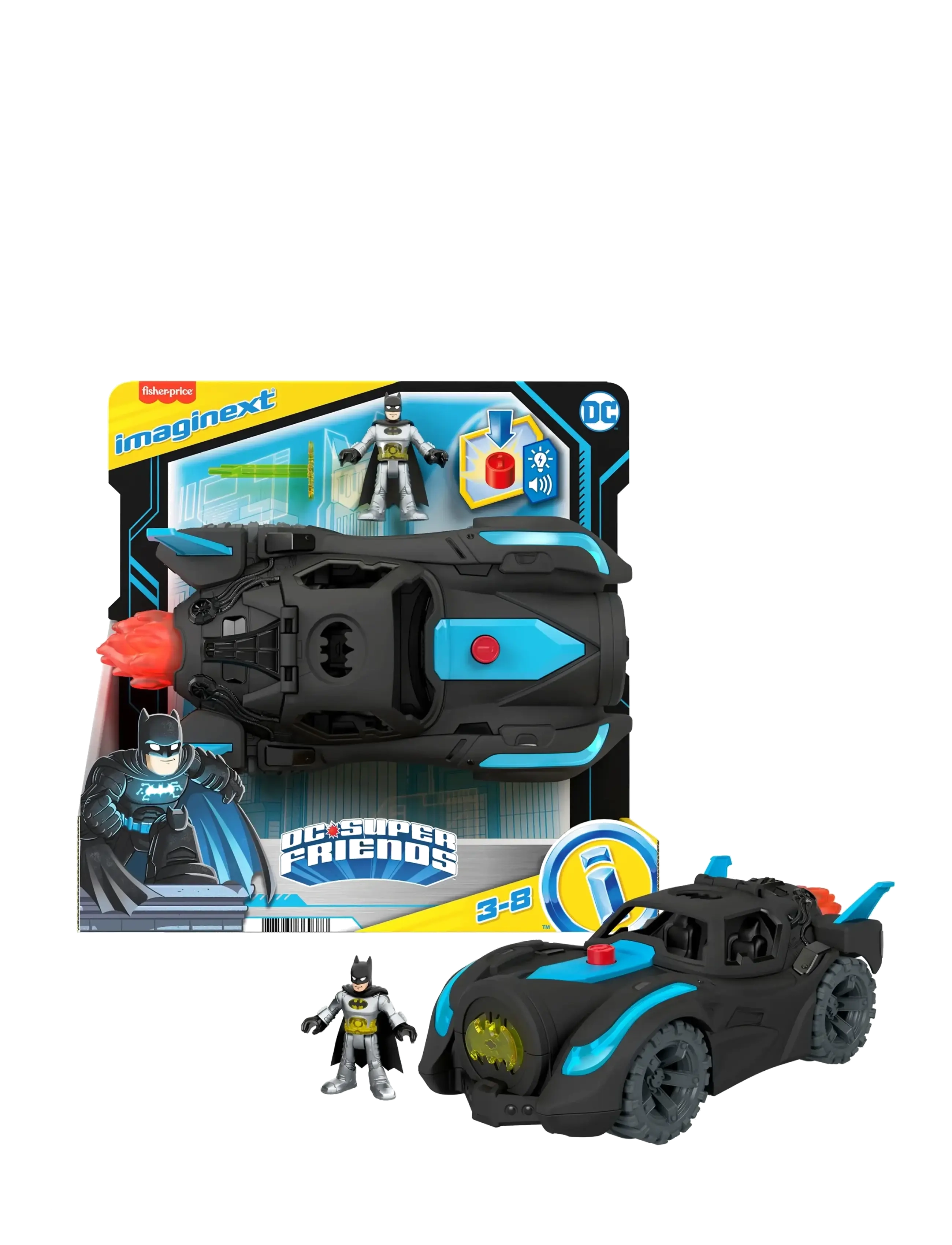 IMAGINEXT Imaginext Dc Super Friends Batmobile Med Lys Og Lyde Schwarz - One Size - Kinder