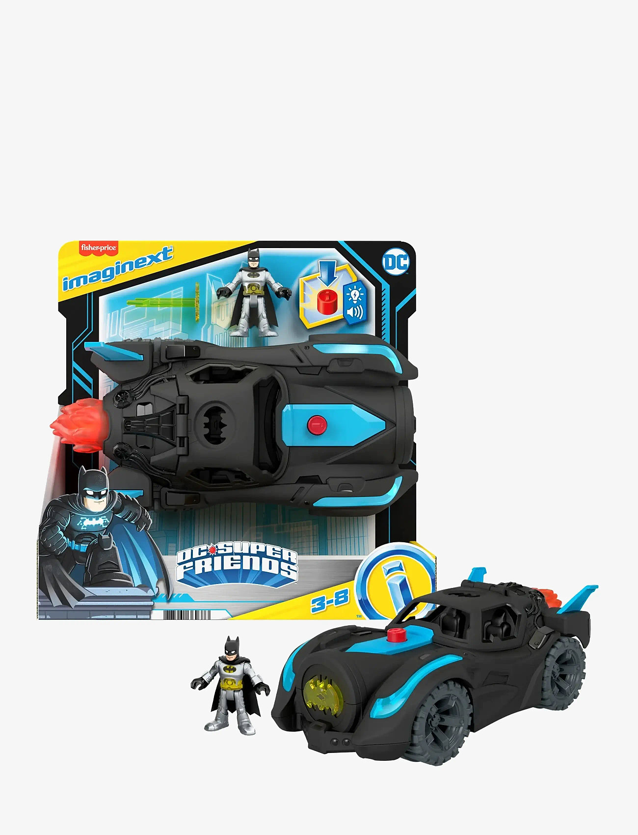 Imaginext - Imaginext DC Super Friends Lights & Sounds Batmobile - zabawkowe samochody - multi color - 1