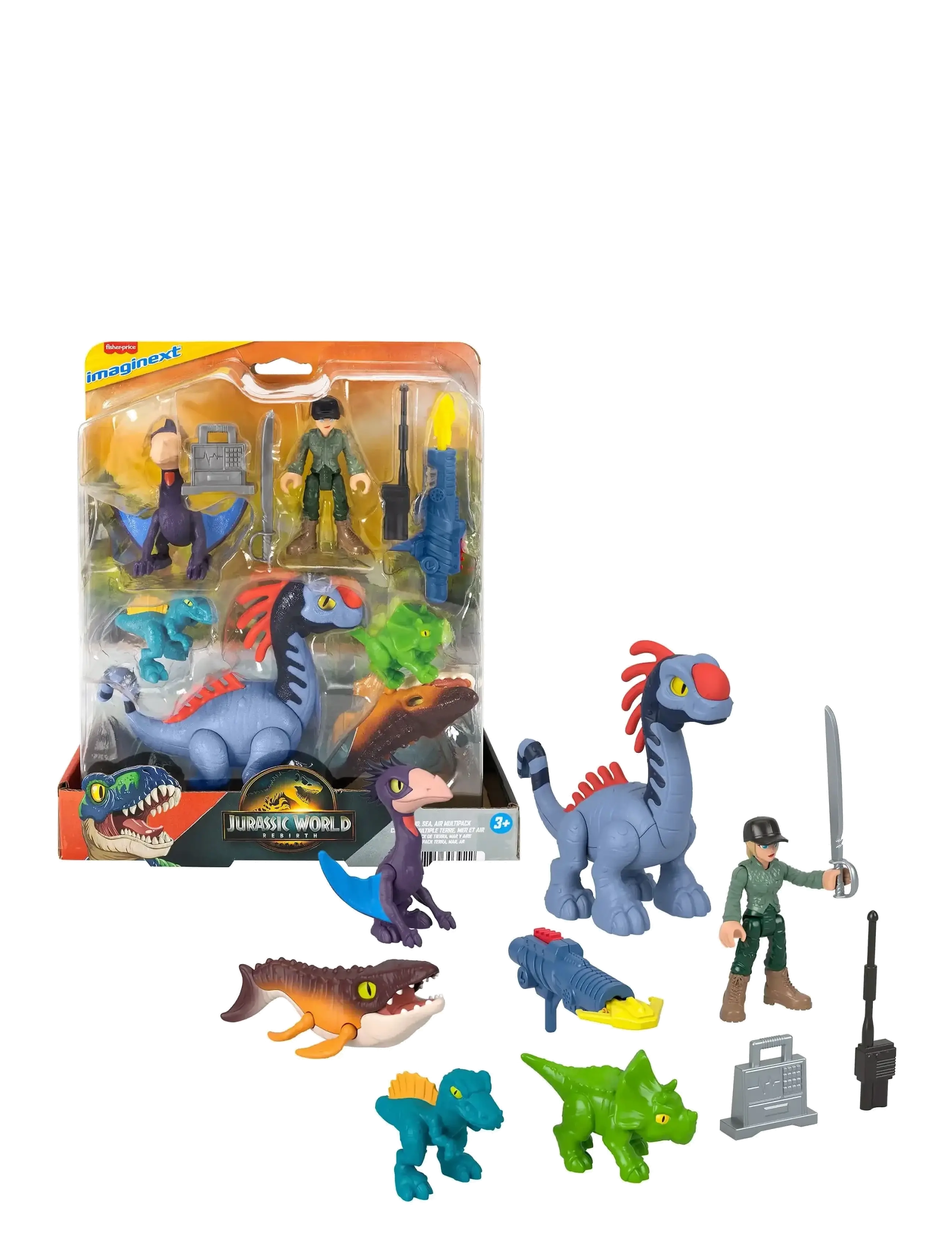 Imaginext Jurassic World Rebirth Set With 6 Action Figures, Launcher & Accessories, One Size, Playsets Mehrfarbig/gemustert - Animals, Kinder