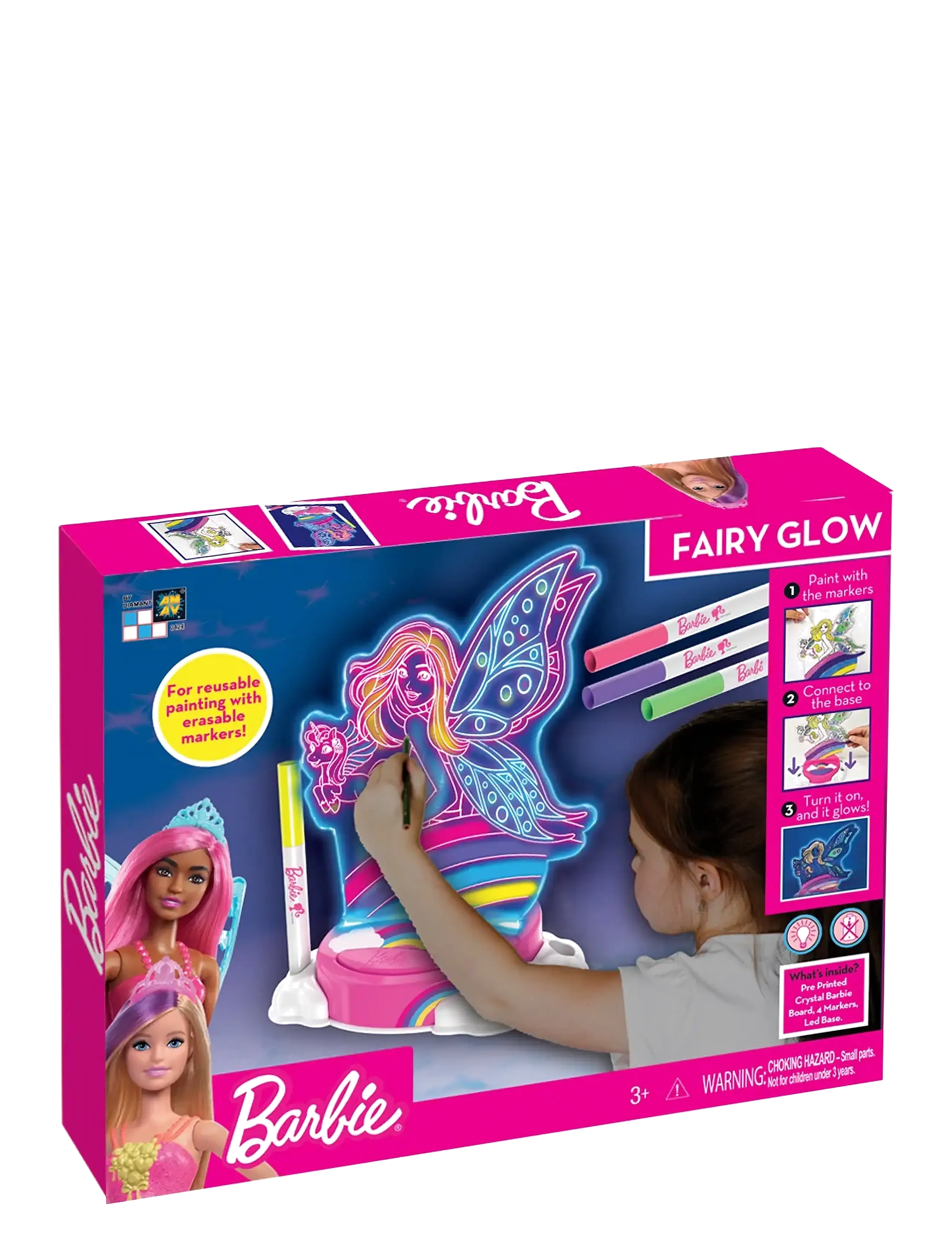 Barbie Barbie Night Lamp/Decoration - Fairy Paint N Lite, 34.5X4.5X24.5, Multi/patterned, Belysning > Natlamper, Børn