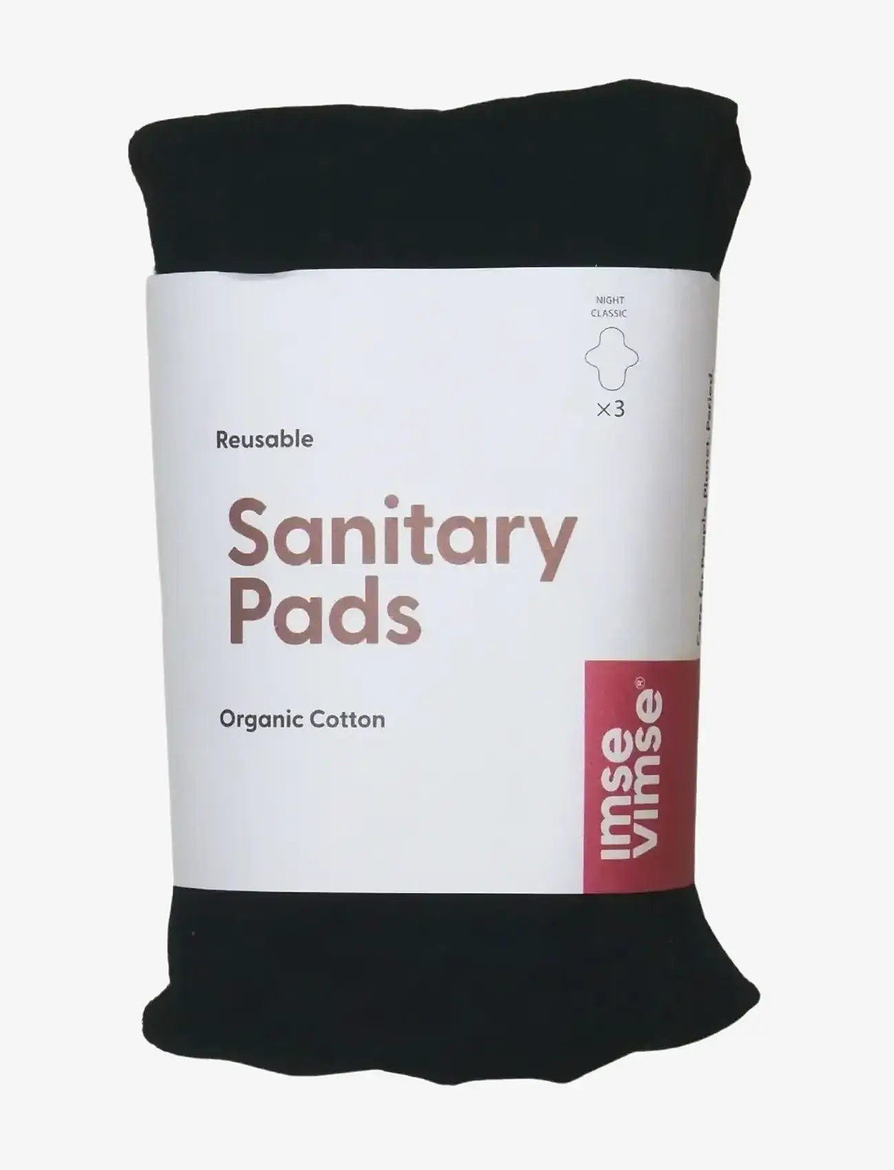 Imse Vimse - Sanitary Pads Classic Night, Black 3-pack - mensprodukter - black - 1