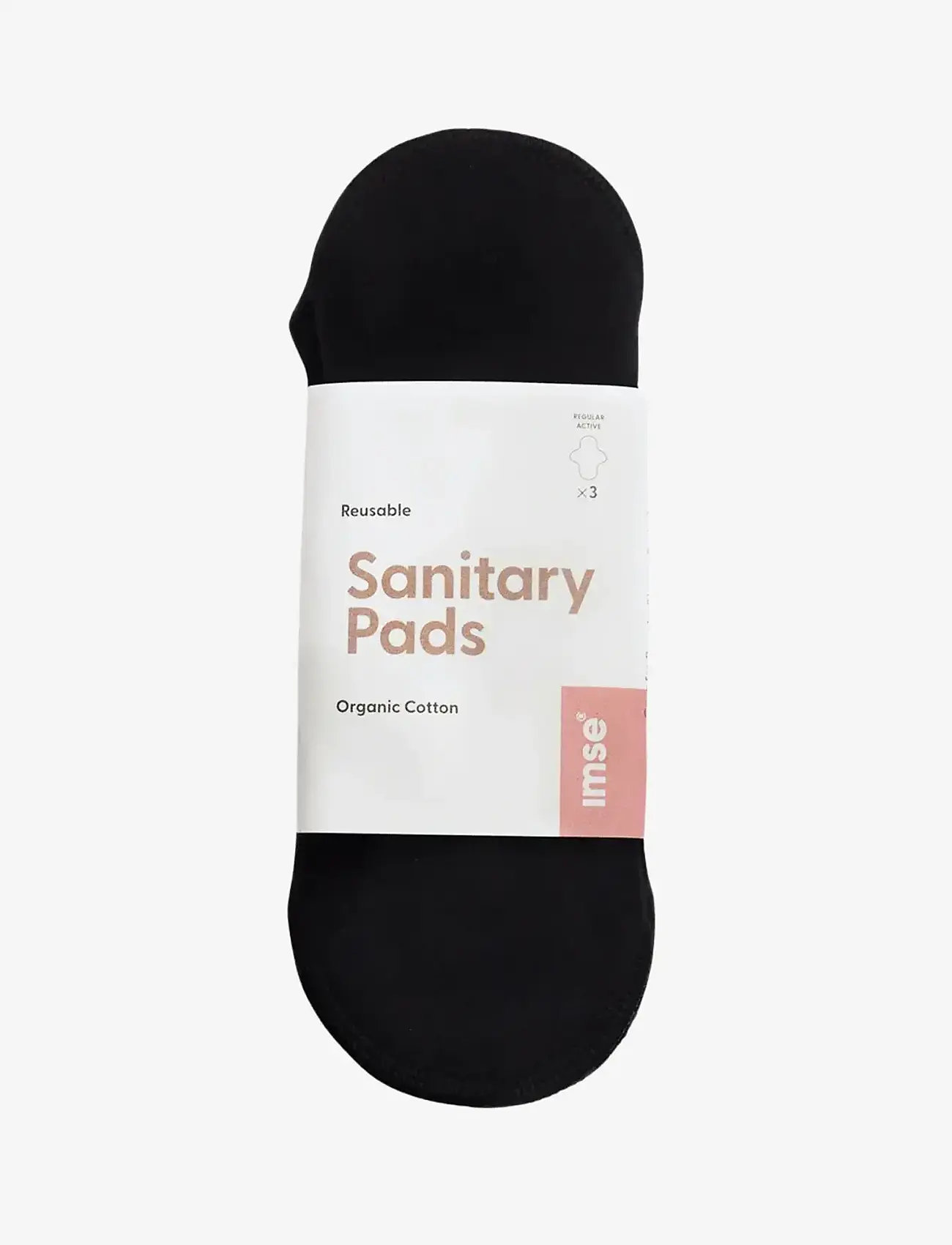 Imse Vimse - Sanitary Pads Active Regular, Black 3-pack - menstrual products - black - 1