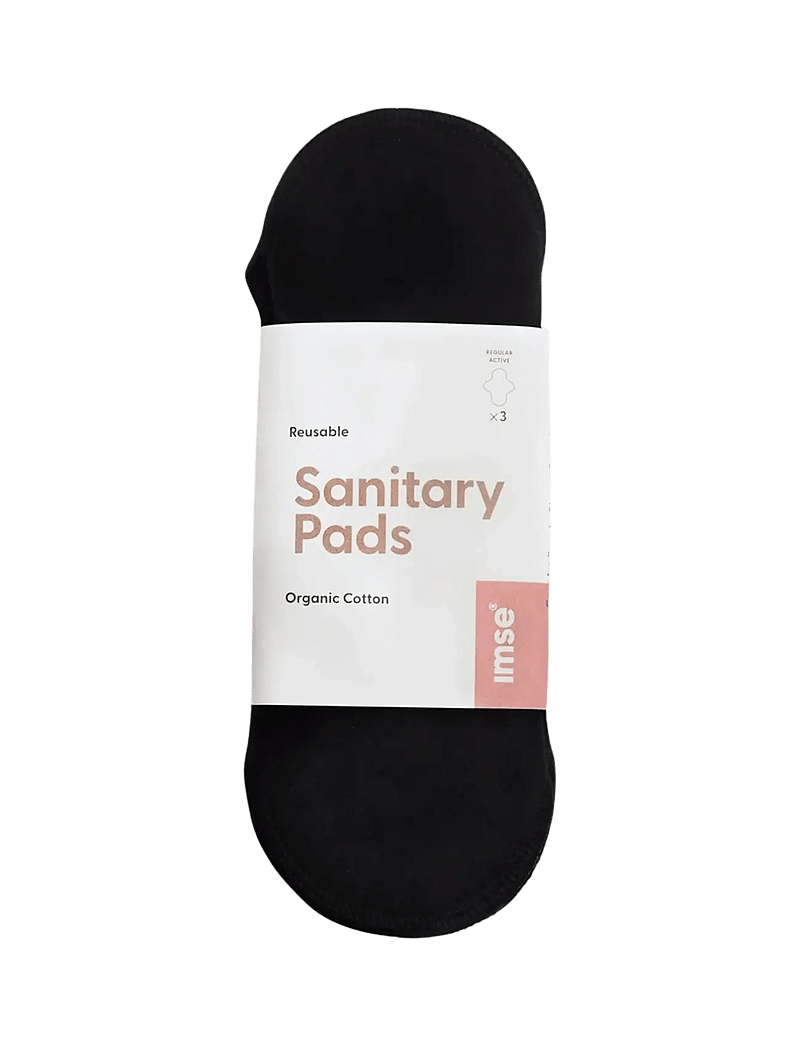 Imse Vimse - Sanitary Pads Active Regular, Black 3-pack - menstrual products - black - 1