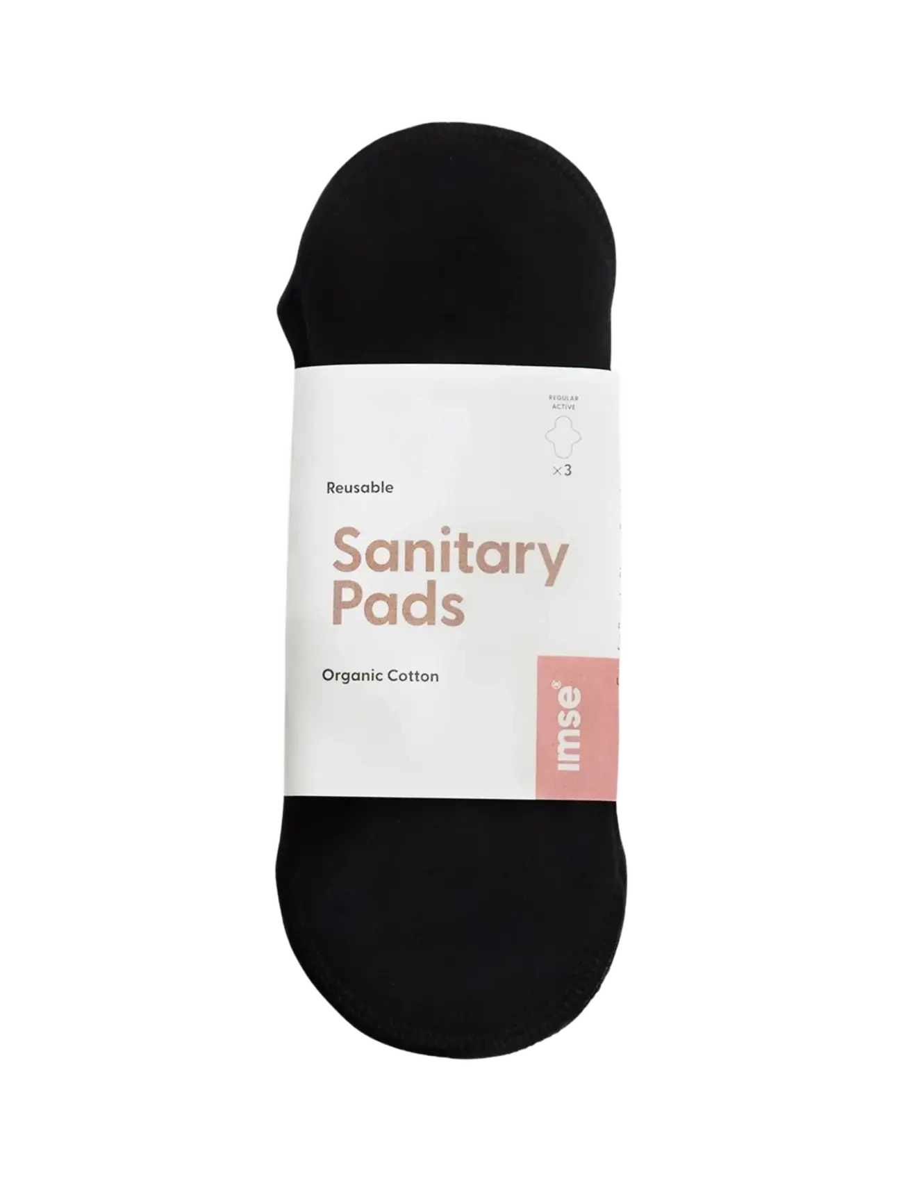 Imse Vimse - Sanitary Pads Active Regular, Black 3-pack - menstruatsioonitooted - black - 1