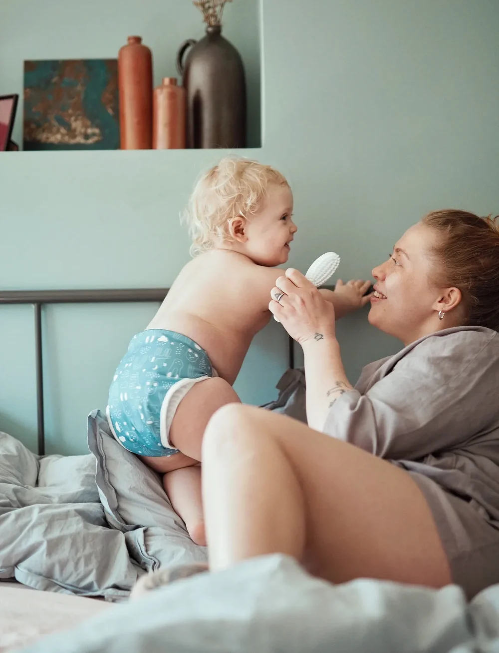 Imse Vimse - Diaper Cover, S 4-8 kg, Blue Teddy - babyvård - blue teddy - 0