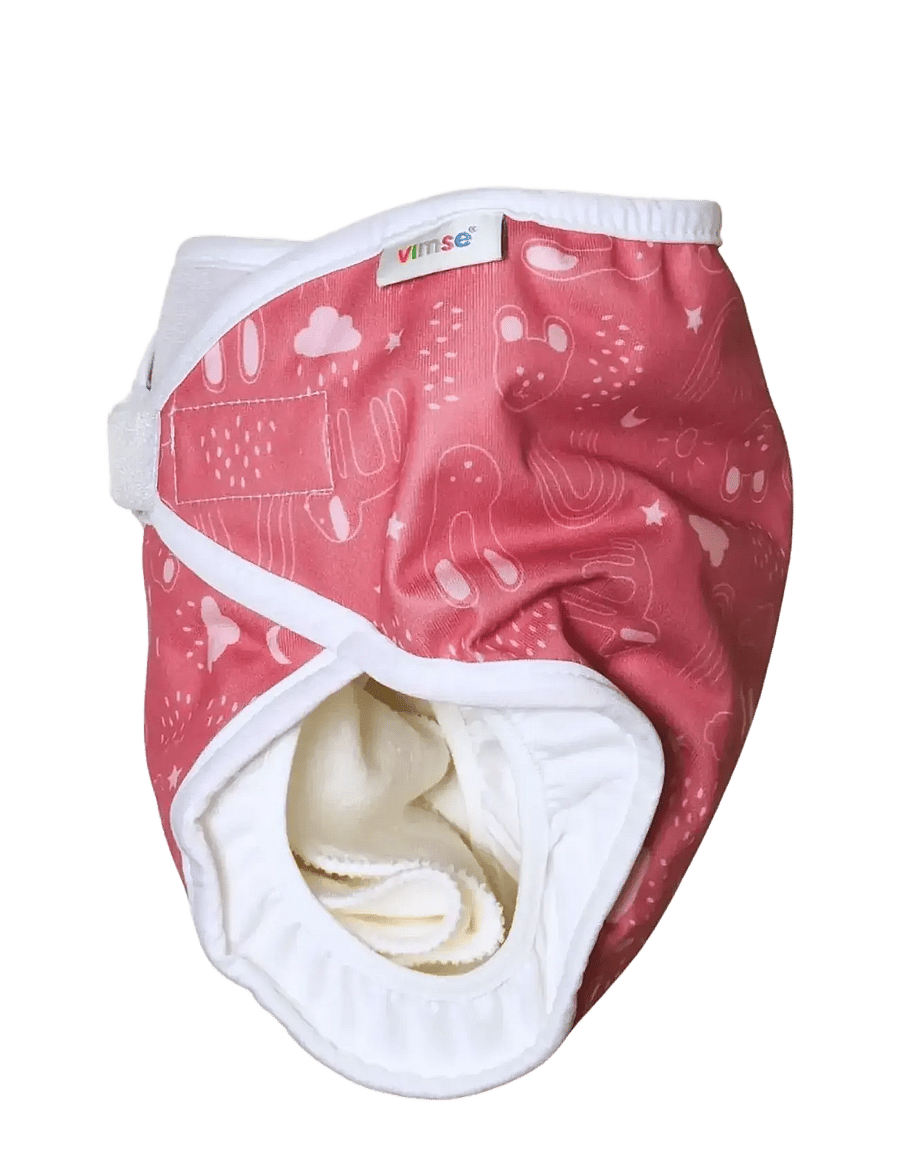 Imse Vimse - All-in-One Diaper, M 8-11 kg, Rusty Pink Teddy - blöjor - rusty pink teddy - 1