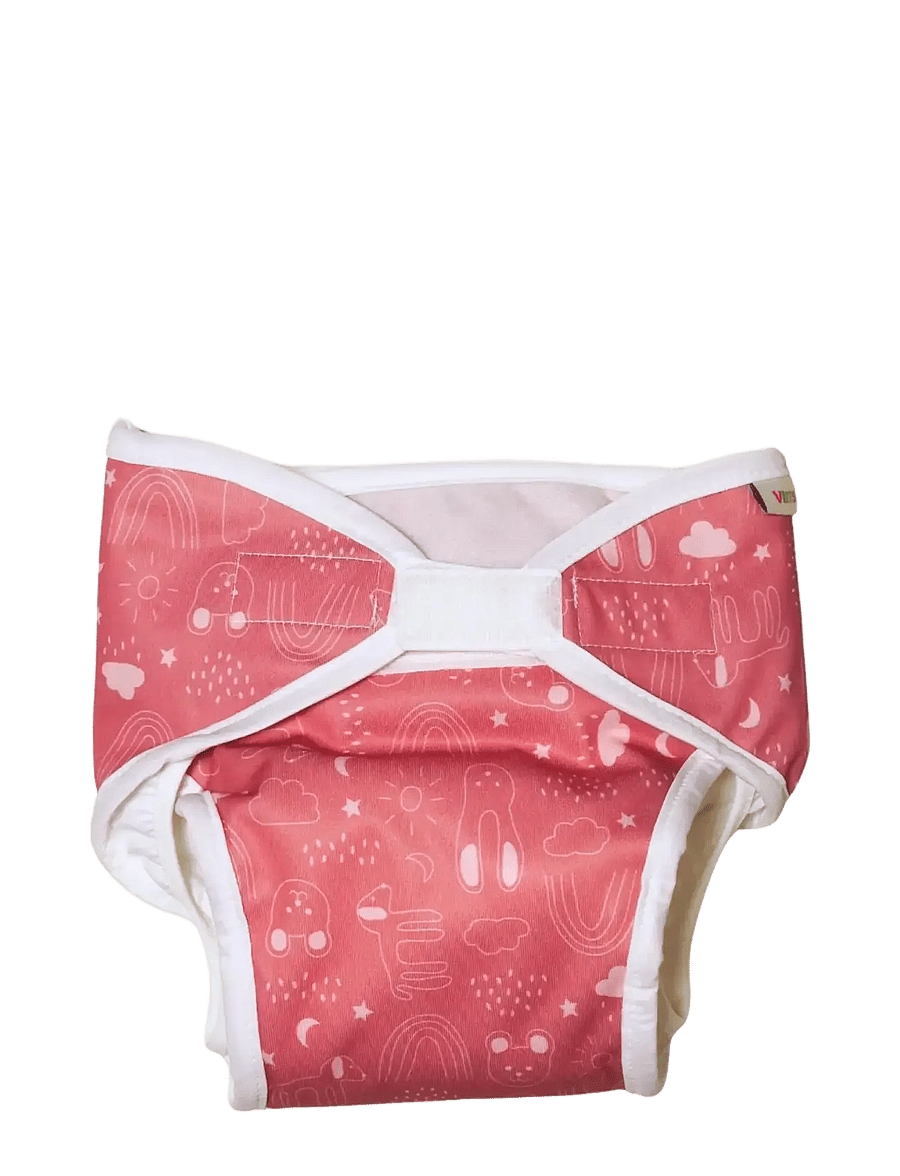 Imse Vimse - All-in-One Diaper, L 11-16 kg, Rusty Pink Teddy - blöjor - rusty pink teddy - 0