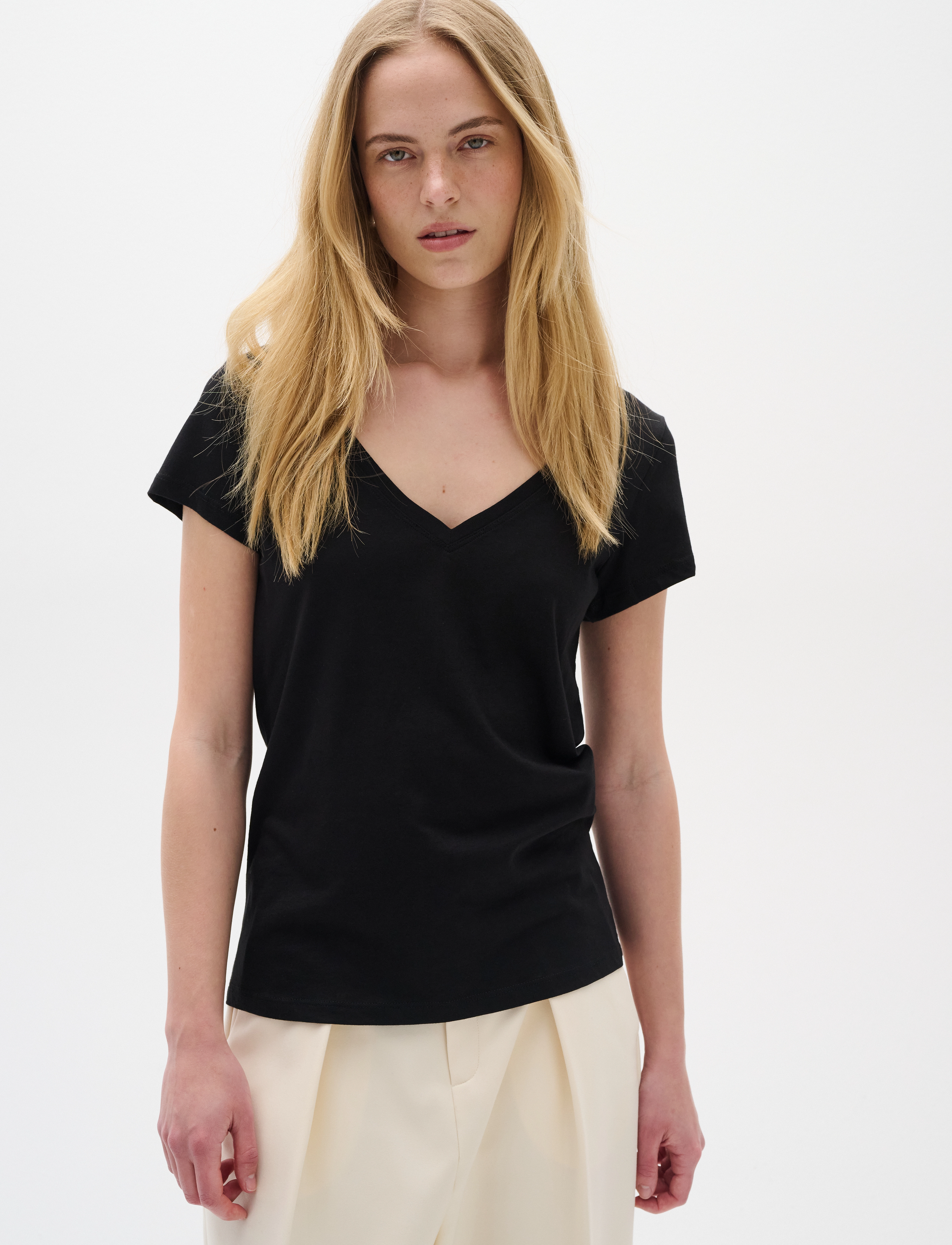 InWear Rena V Tshirt Kntg, 3XL, T-shirts & Oberteile, Schwarz - Short-sleeved, Frauen