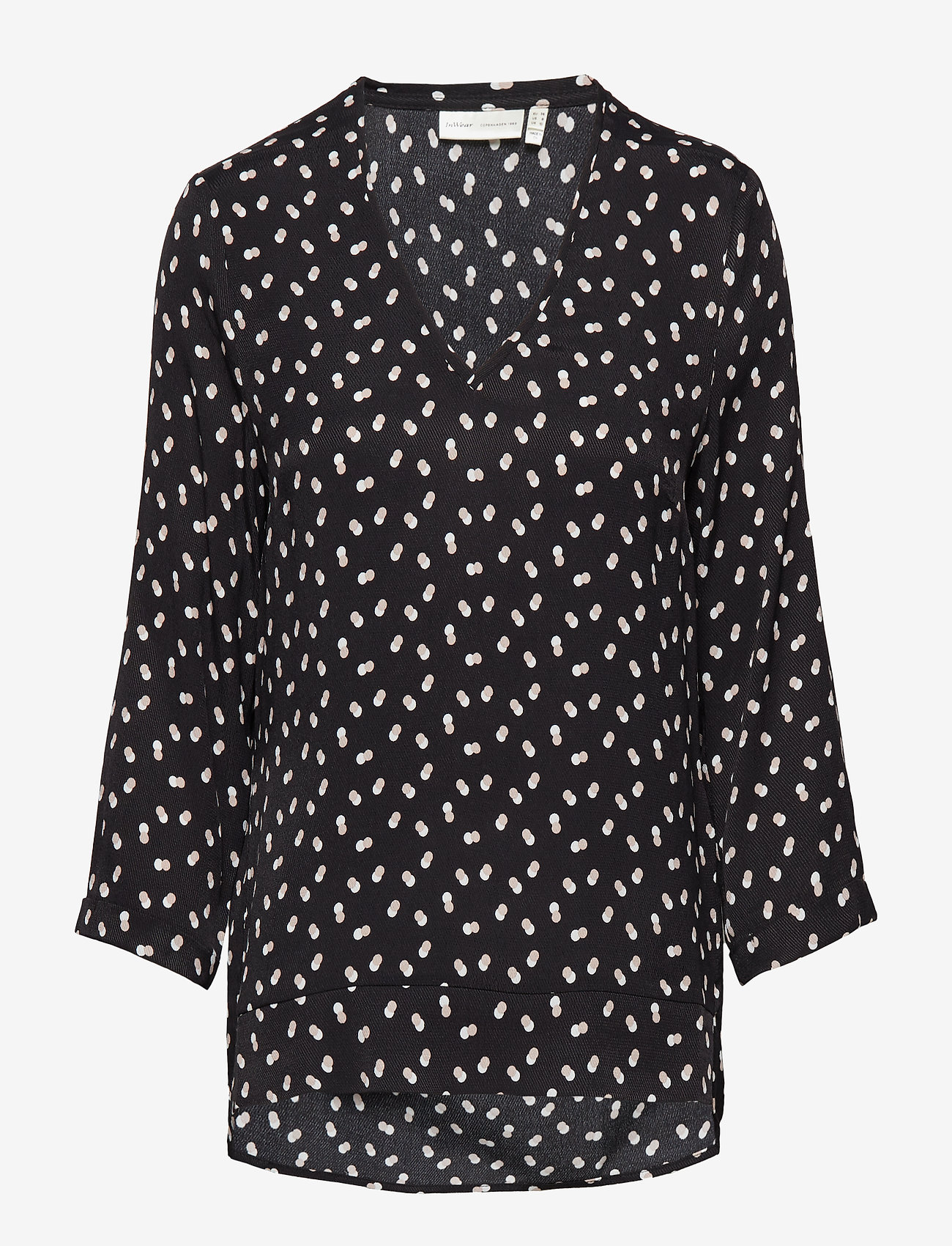 InWear - Blake V-neck Top - long-sleeved blouses - black double dot - 0