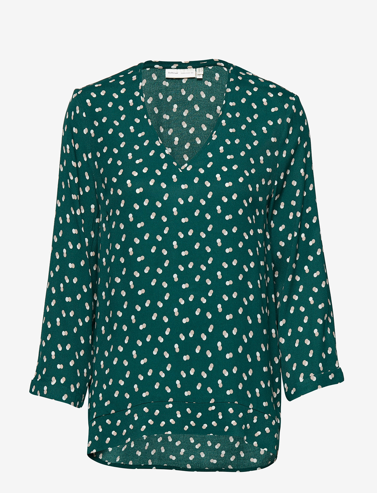 InWear - Blake V-neck Top - long-sleeved blouses - warm green double dot - 0