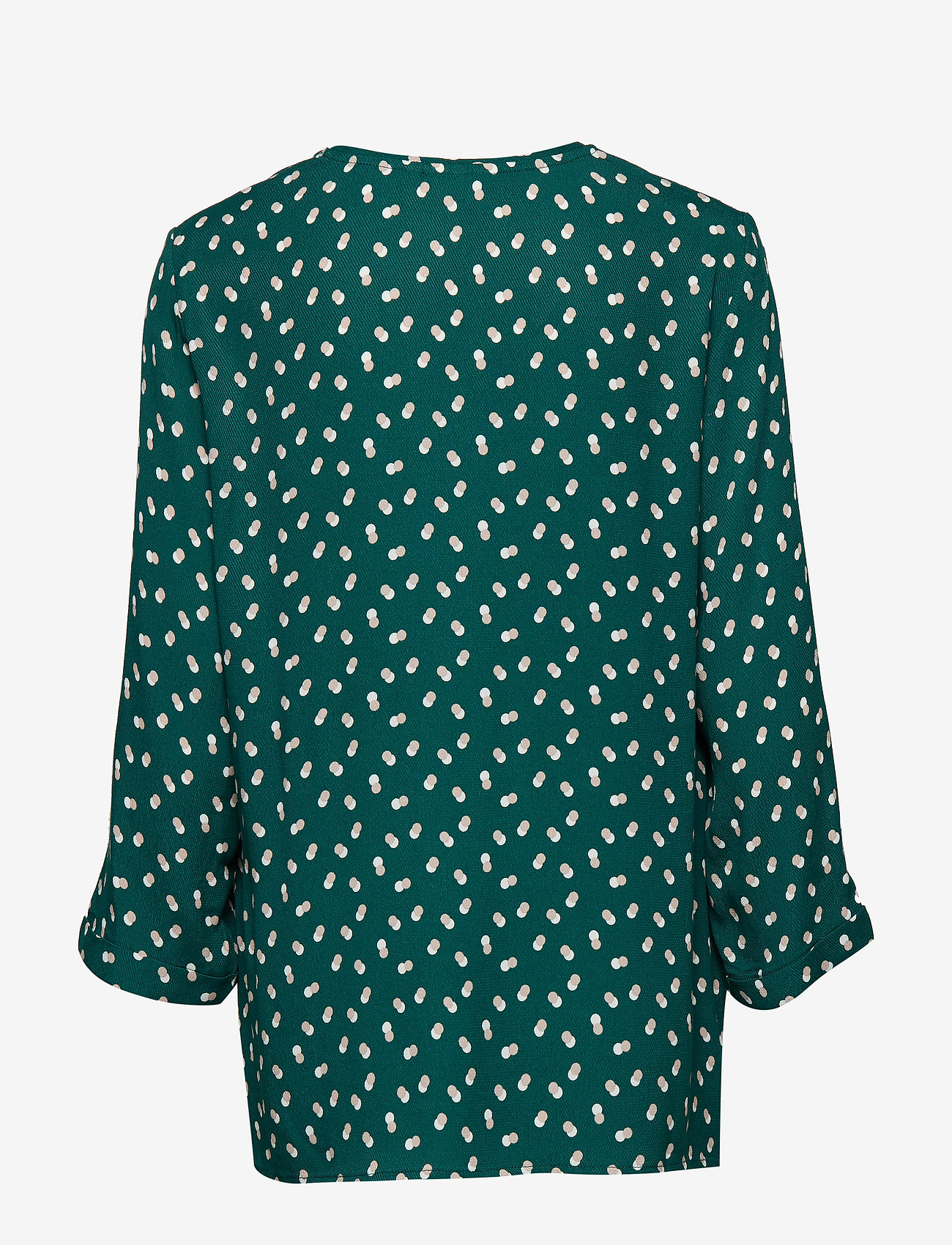 InWear - Blake V-neck Top - long-sleeved blouses - warm green double dot - 1